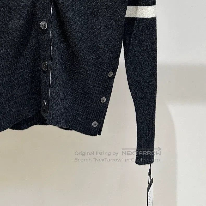 Thom Browne Thom Browne Classic Four Stripe Cashmere Cardigan - Dark G Size US M / EU 48-50 / 2 - 3 Thumbnail