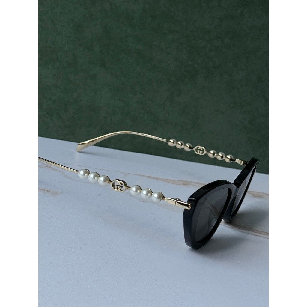Gucci NEW Gucci GG1968S Black CryPearltal Cat Eye Sunglasses $665 Size ONE SIZE - 4 Thumbnail