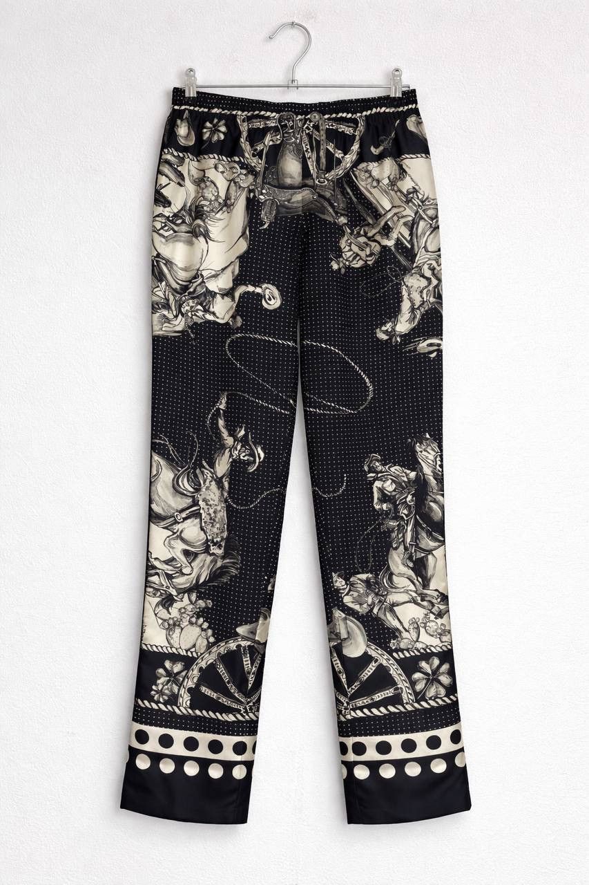 Dolce & Gabbana Silk Printed Trousers Size 46 Made in Italy