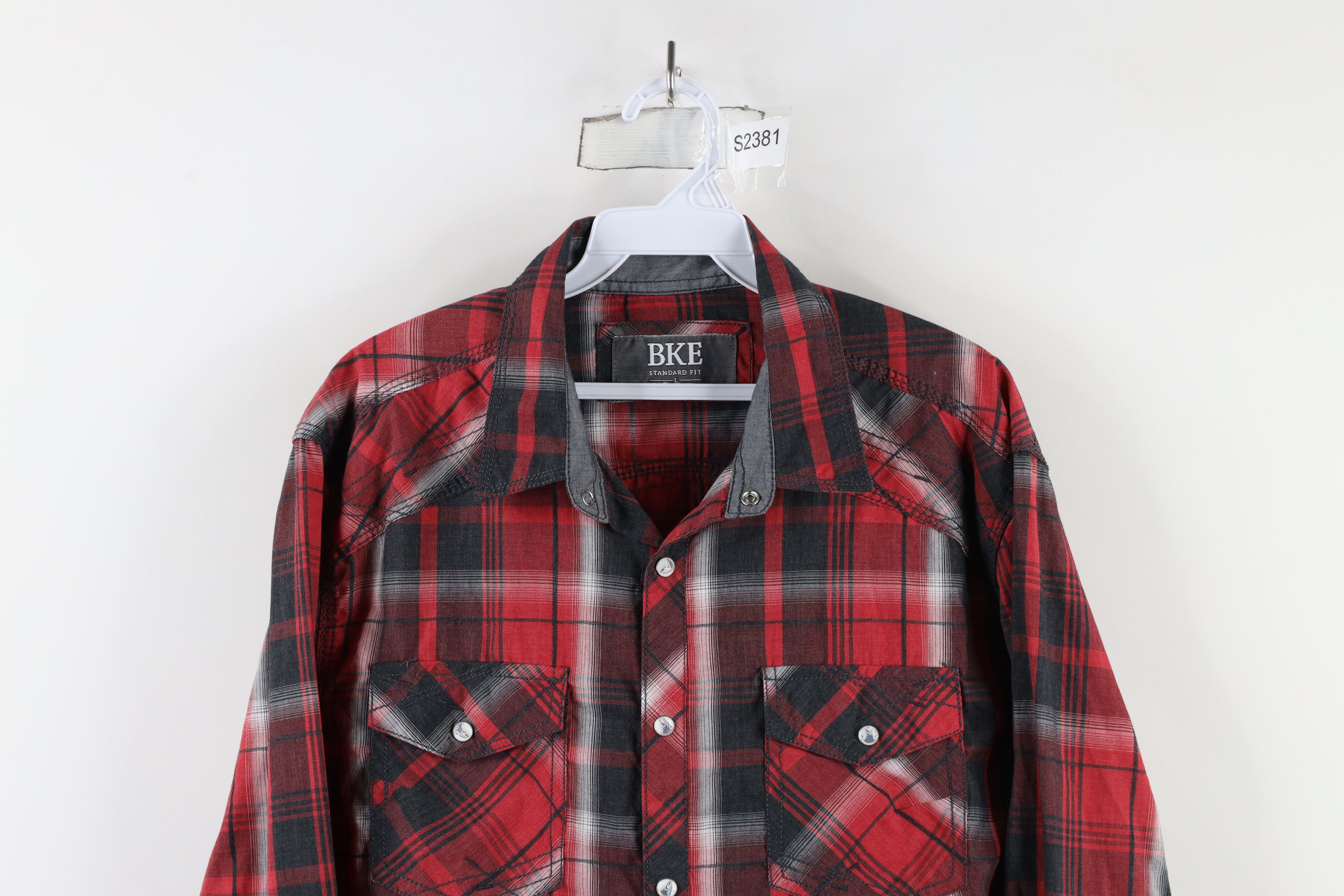 BKE × Vintage Buckle BKE Fit Thick Stitch Snap Button Western Shirt Plaid Size US L / EU 52-54 / 3 - 2 Thumbnail