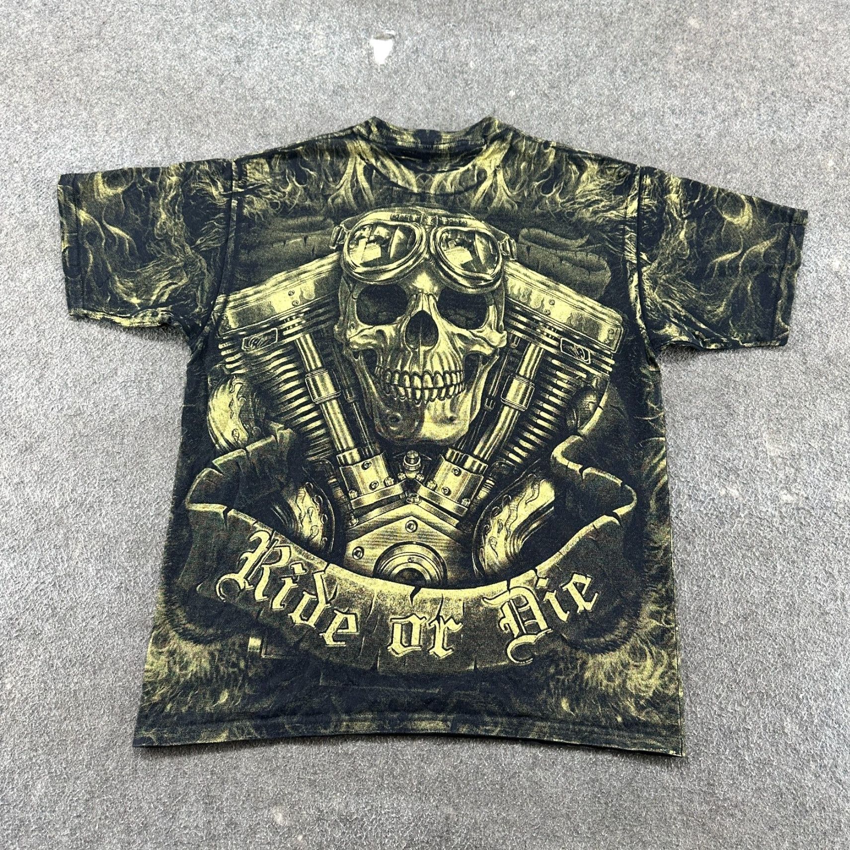 Vintage VINTAGE Ride Or Die Shirt Mens L Black Gold Skull Mazatlan Mexico Cotton AOP Y2K Size US L / EU 52-54 / 3 - 3 Thumbnail