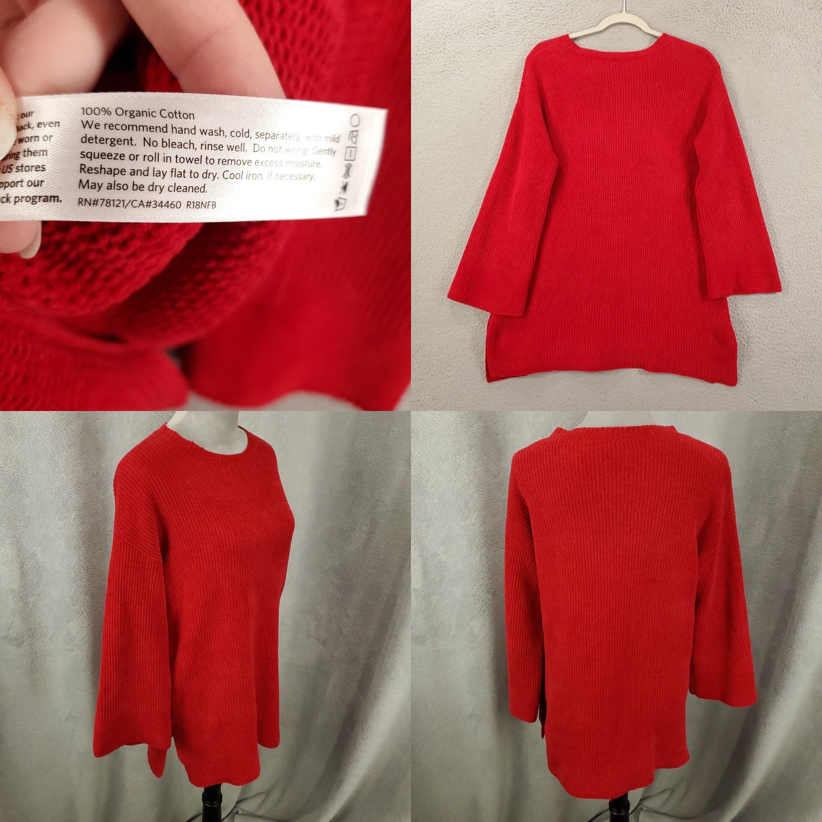 Eileen Fisher Eileen Fisher Sweater Women XS Red Solid Knit Long Sleeve Pullover V-Neck Casual Womens Size XS / US 0-2 / IT 36-38 - 8 Thumbnail