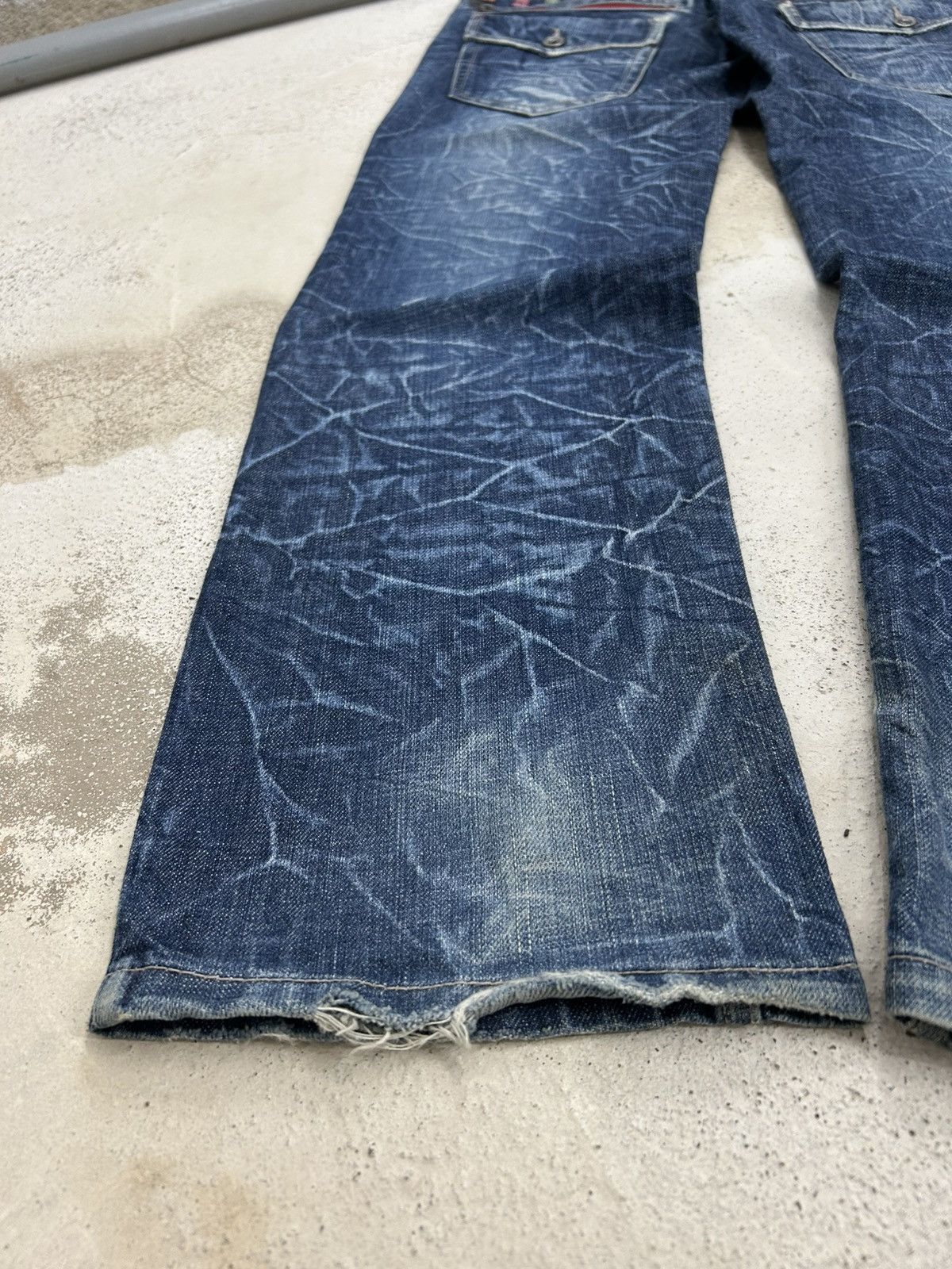 Le Grande Bleu (L.G.B.) Antfui Double Waist Denim Jean Whiskering Washed Size US 31 - 17 Thumbnail