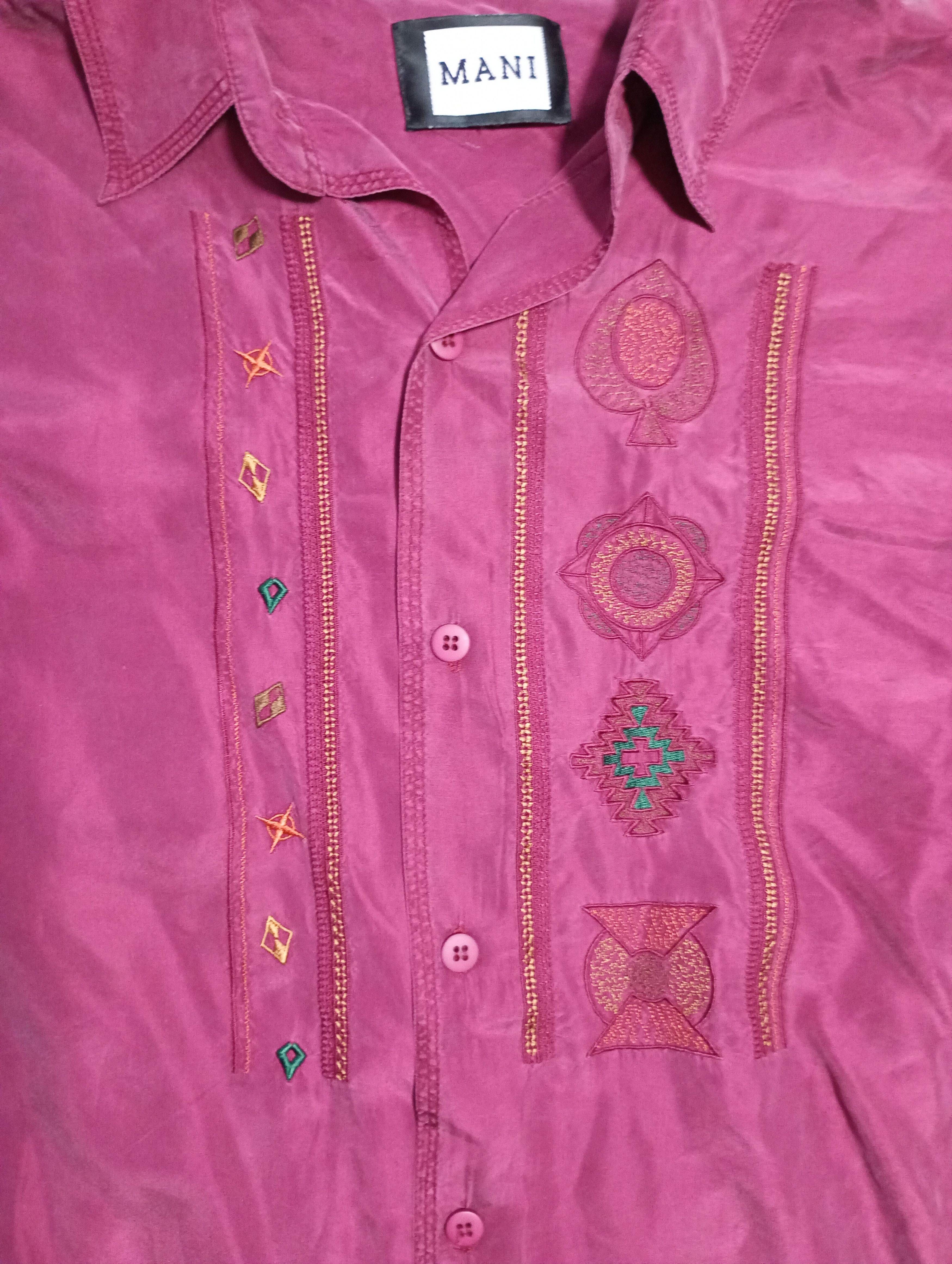 Vintage Mani 100% Silk Shirt Vintage 90's Size US XL / EU 56 / 4 - 8 Thumbnail