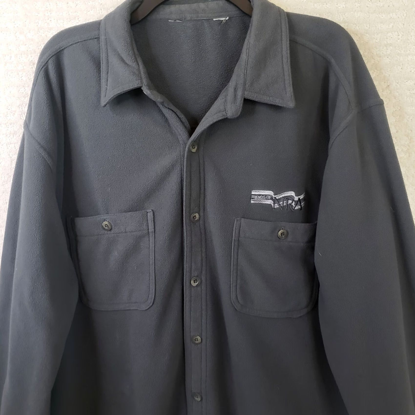 Vintage Friends Of NRA Shirt Mens Gray 3XL Long Sleeve Classic Fit American USA Button-Up Casual Workwear Polyester Blend Size US XXL / EU 58 / 5 - 2 Thumbnail