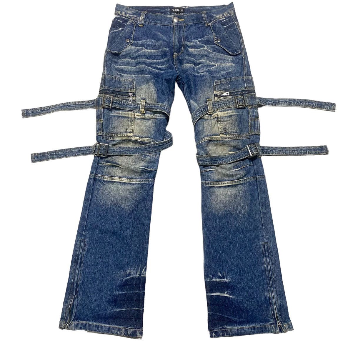 Tripp NYC TRIPP NYC X-STRAP PANTS INDIGO FOG WASH DENIM XL