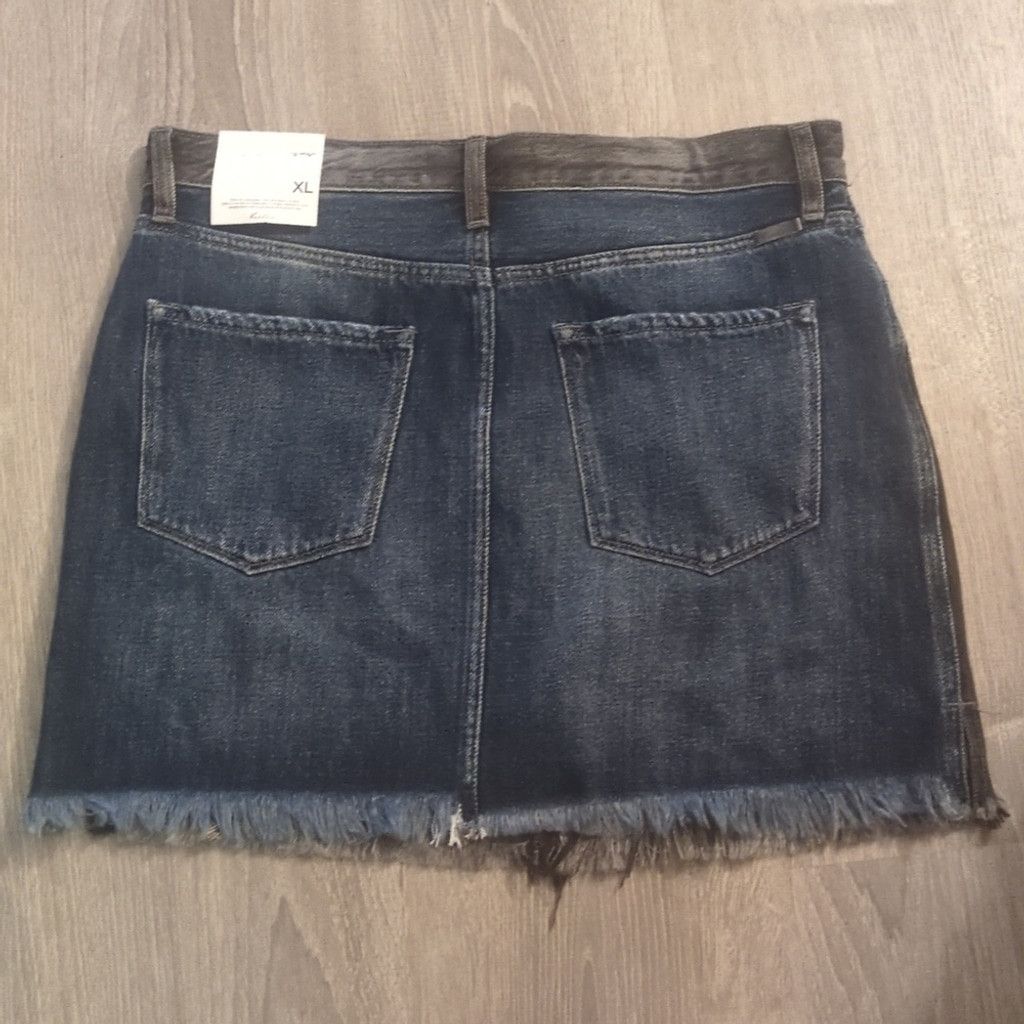 Kancan USA Kancan Collection Black Blue Distress Fringe Denim Skirt XL Size 34" / US 12 / IT 48 - 7 Thumbnail