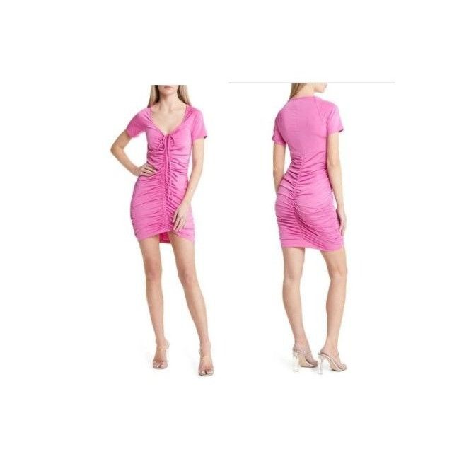Other OPEN EDIT Ruched T-shirt Dress In Pink Rosebud, S Size S / US 4 / IT 40 - 2 Thumbnail