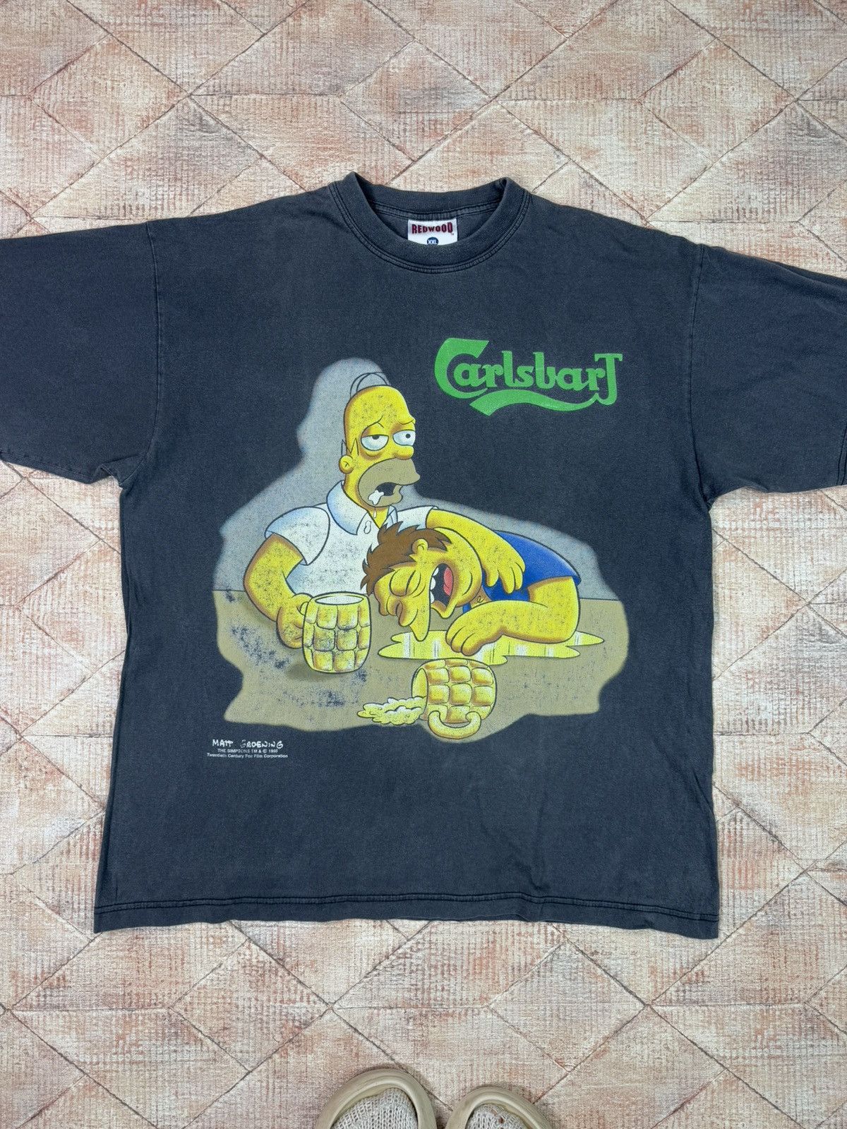 The Simpsons × Vintage Vintage The Simpson 1996 Carlsberg Redwood 90s Tshirt Washed Size US XXL / EU 58 / 5 - 10 Thumbnail