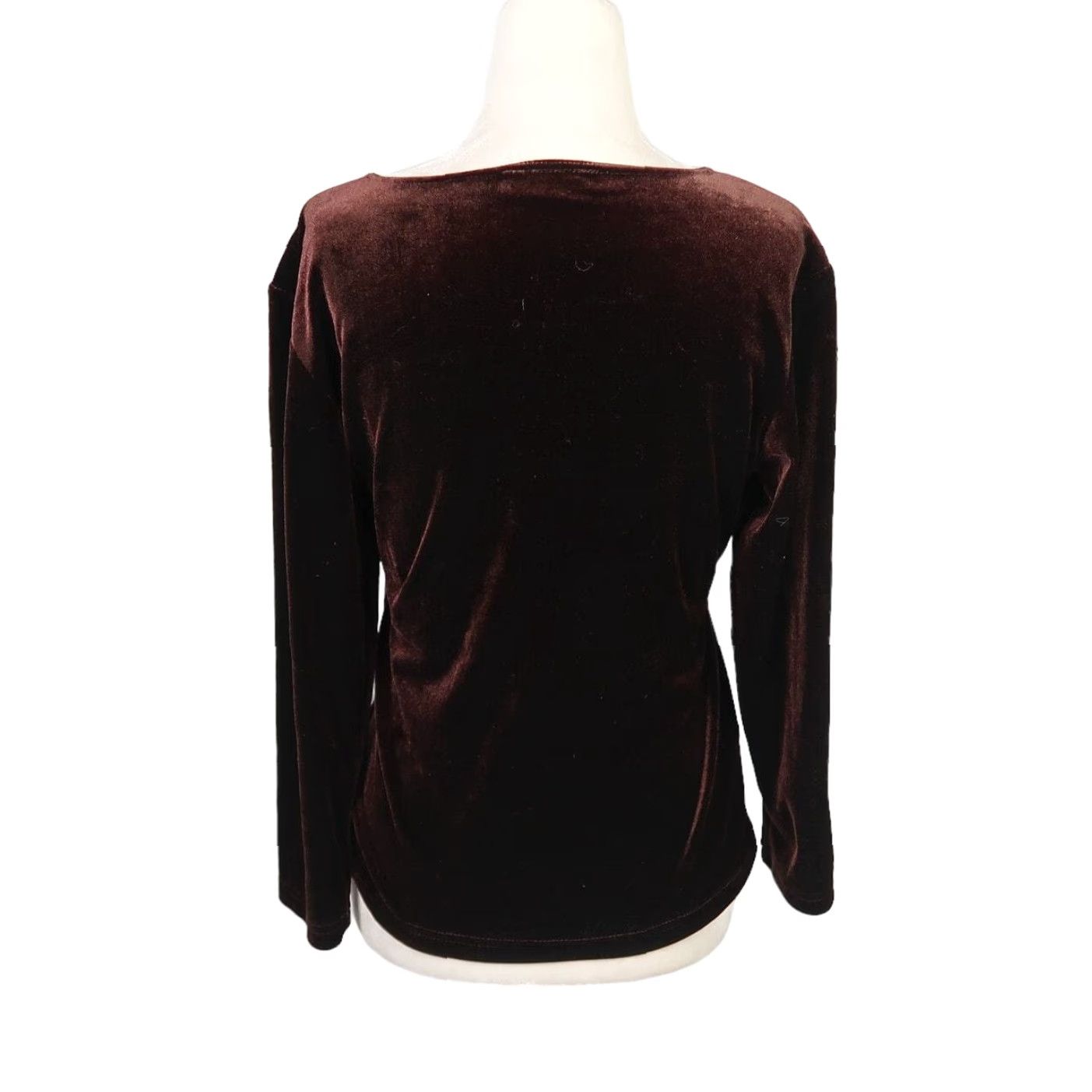 Forever 21 VINTAGE Forever 90s brown velvet long sleeve T-Shirt Women M - Dark Brown Solid Velvet Top Size M / US 6-8 / IT 42-44 - 4 Thumbnail