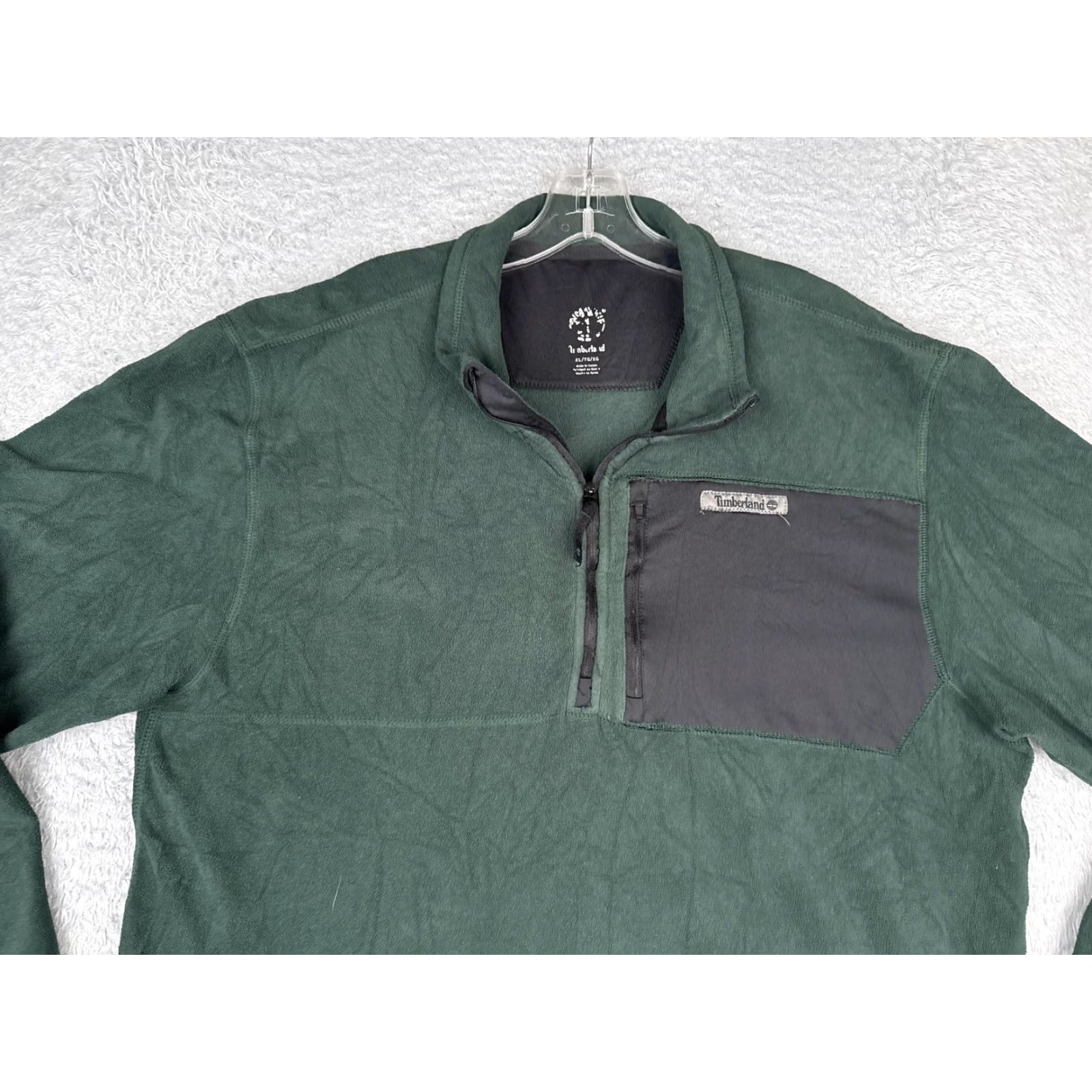 Timberland Timberland Fleece Pullover Mens XL Green Quarter Zip Chest Pocket Sweatshirt Size US XL / EU 56 / 4 - 4 Thumbnail