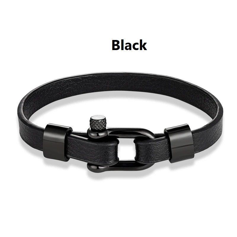 Other U shape Leather Bracelet Screw Shackle Cuff Gift For Him Size ONE SIZE - 10 Thumbnail