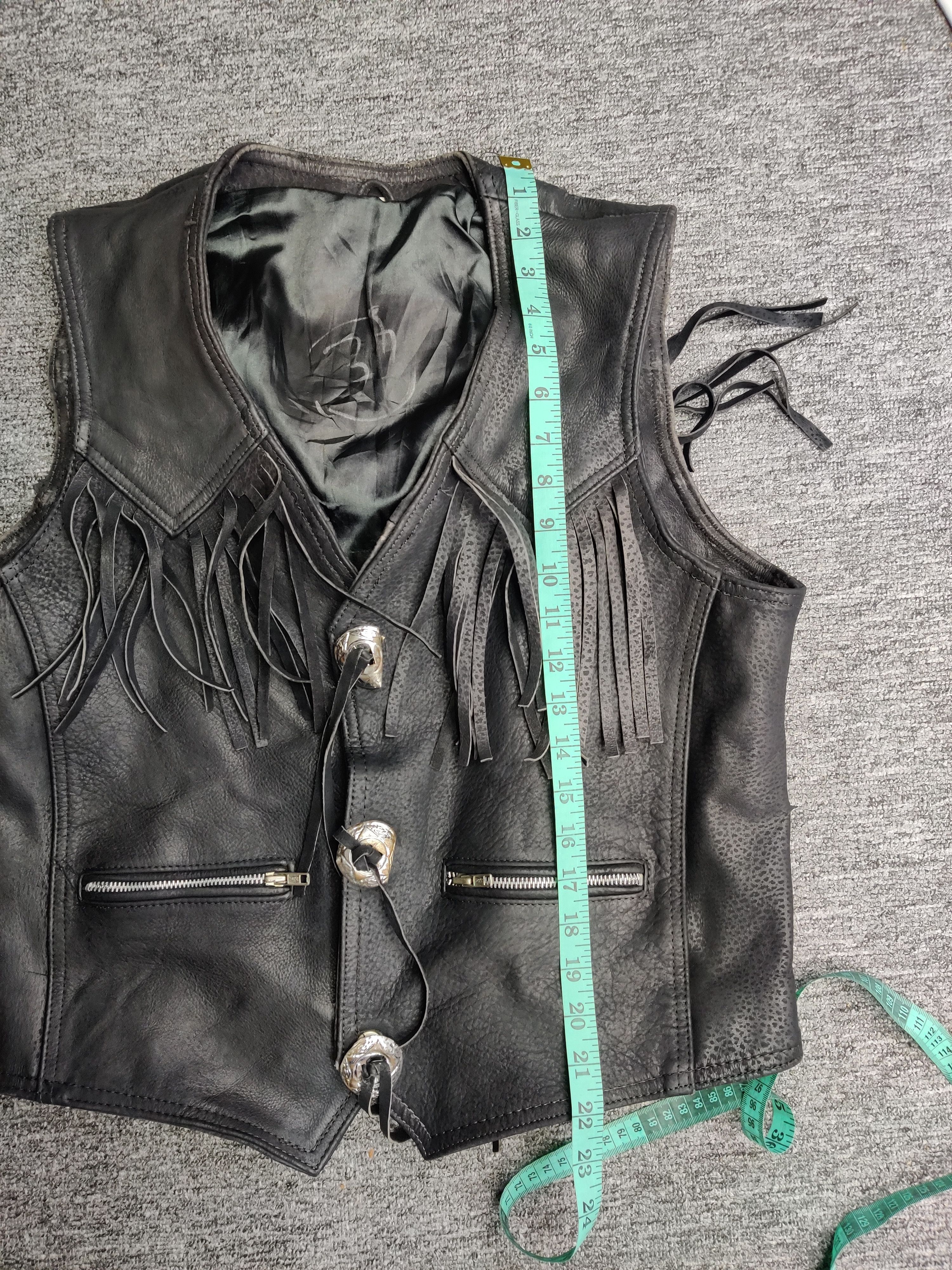 Leather Vintage Echtes Leder Leather Fringe Motorcycle Vest Size US M / EU 48-50 / 2 - 11 Thumbnail