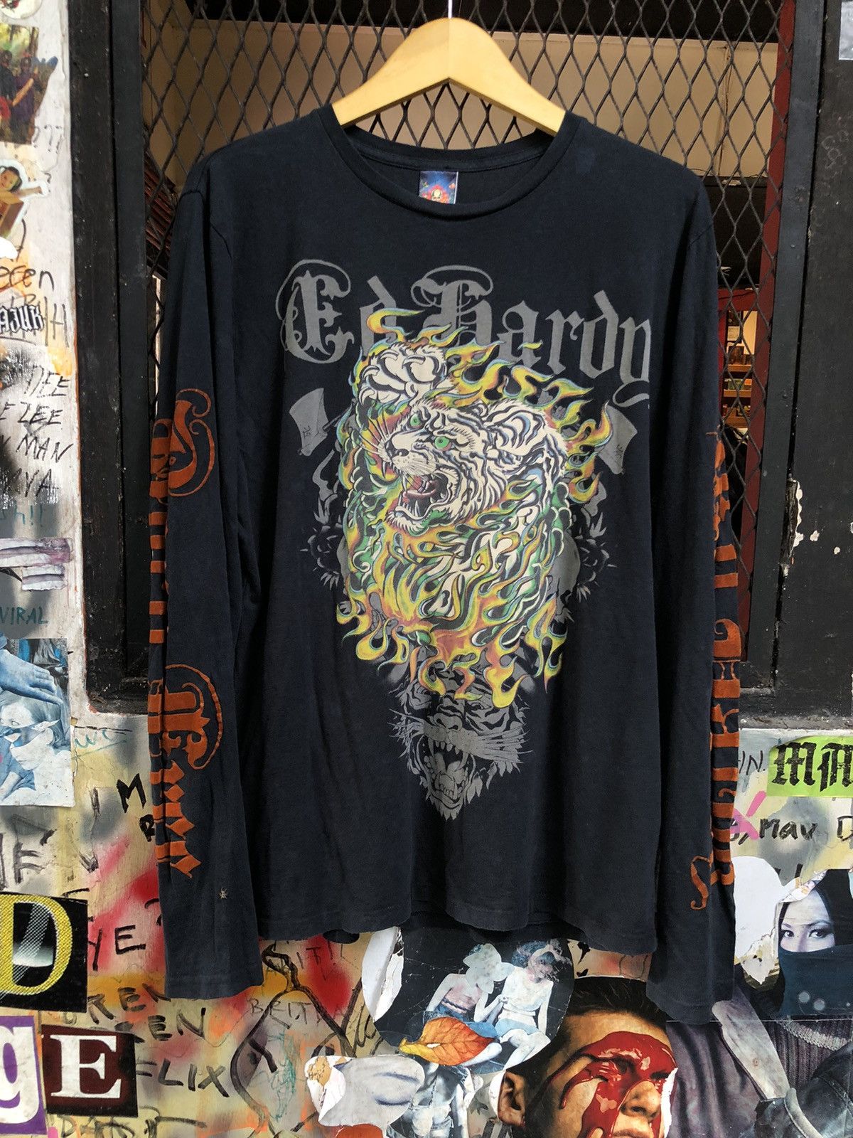 image of Christian Audigier x Ed Hardy Vintage Ed Hardy Long Sleeve in Black, Men's (Size XL)