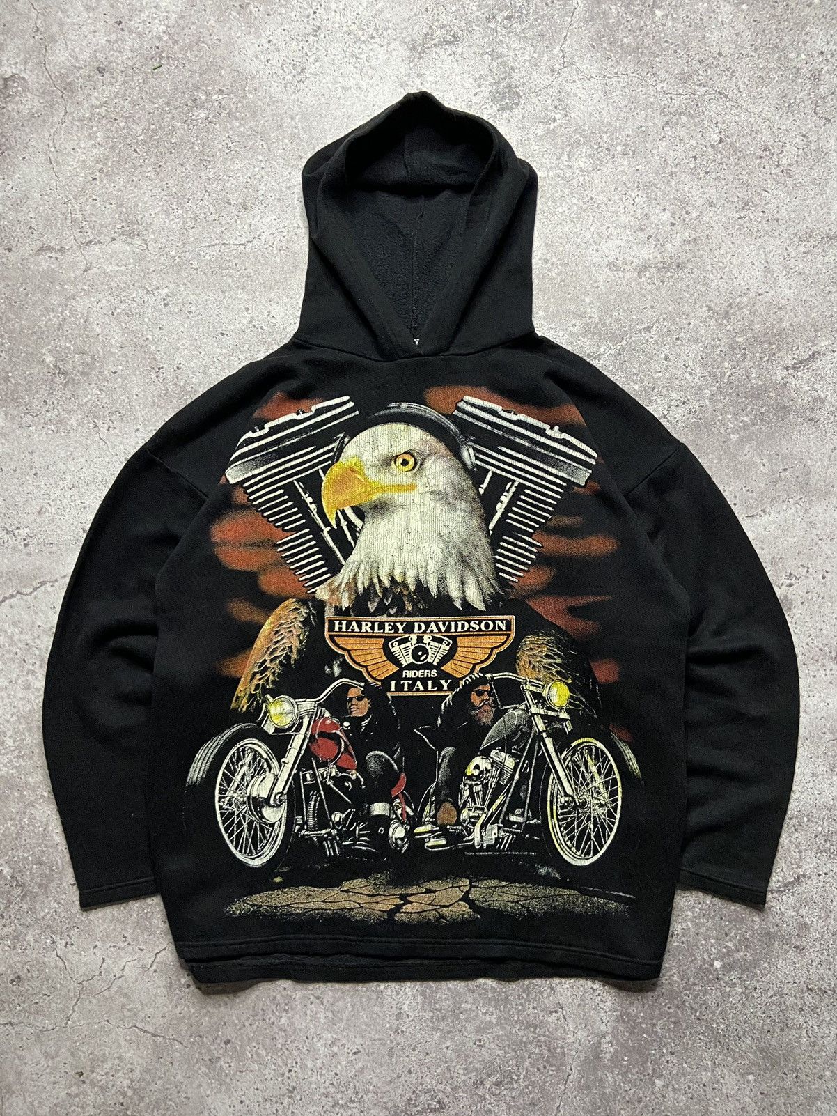 Harley Davidson × Vintage Vintage 1999 Harley Davidson Raiders Italy Hoodie Size US M / EU 48-50 / 2 - 1 Thumbnail
