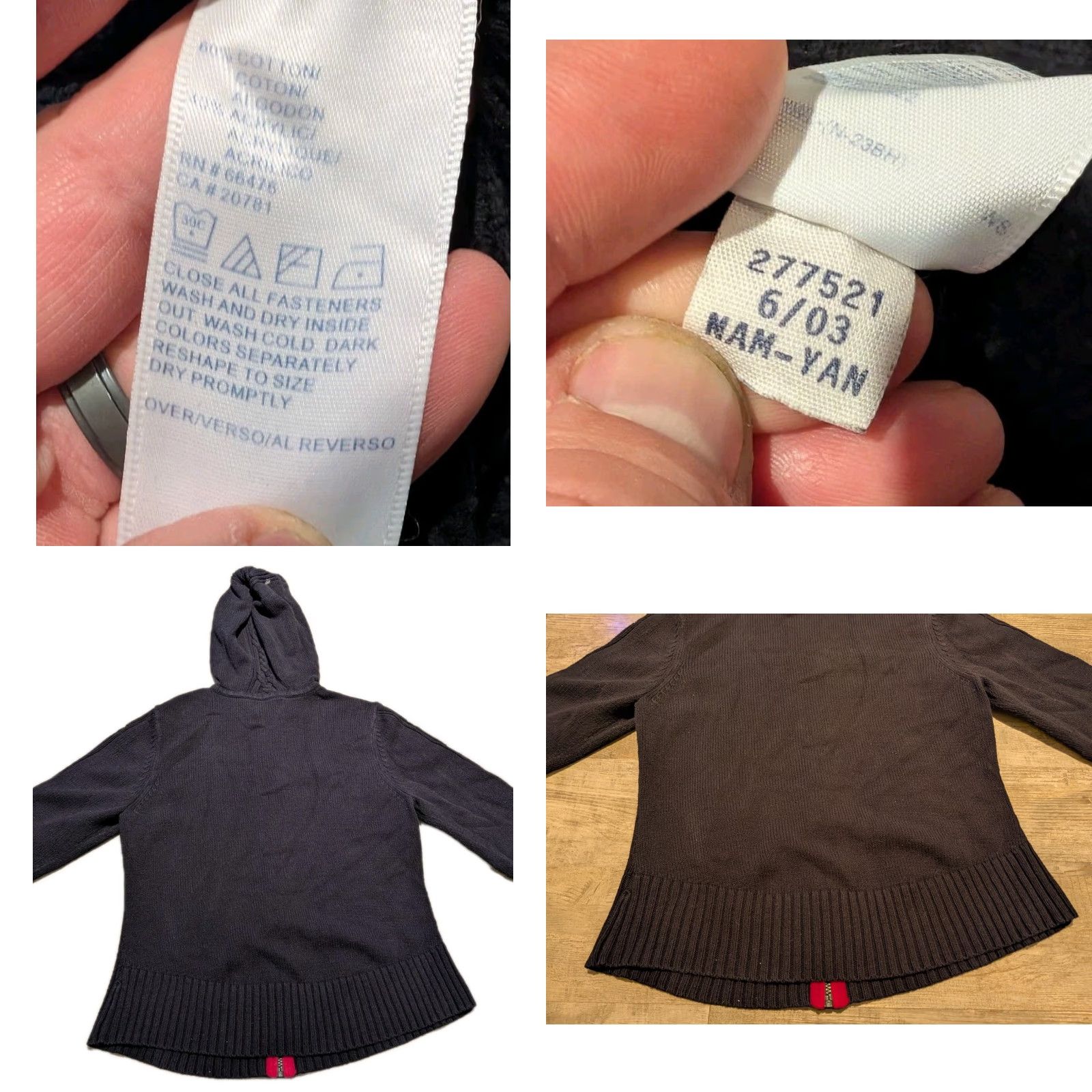 Tommy Hilfiger VINTAGE Tommy Hilfiger Women’s Sweater Full Zip Hooded Cable Knit Black XL Japan Size XL / US 12-14 / IT 48-50 - 10 Thumbnail
