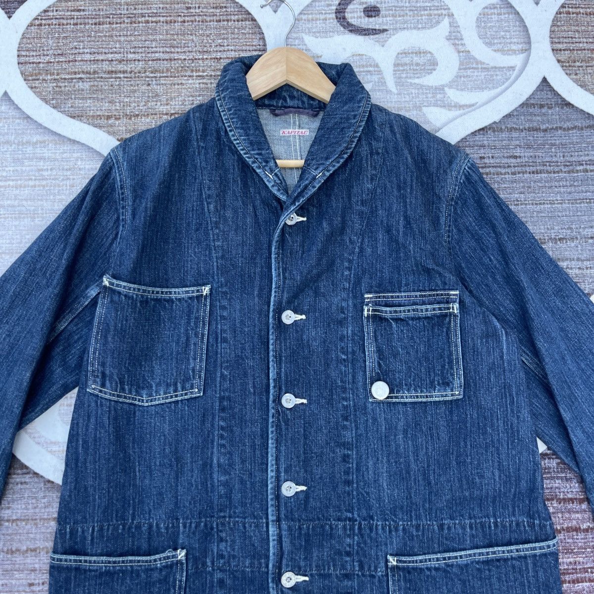 Kapital Kapital Indigo USN Shawl Collar Chore Denim Jacket Size US M / EU 48-50 / 2 - 5 Thumbnail