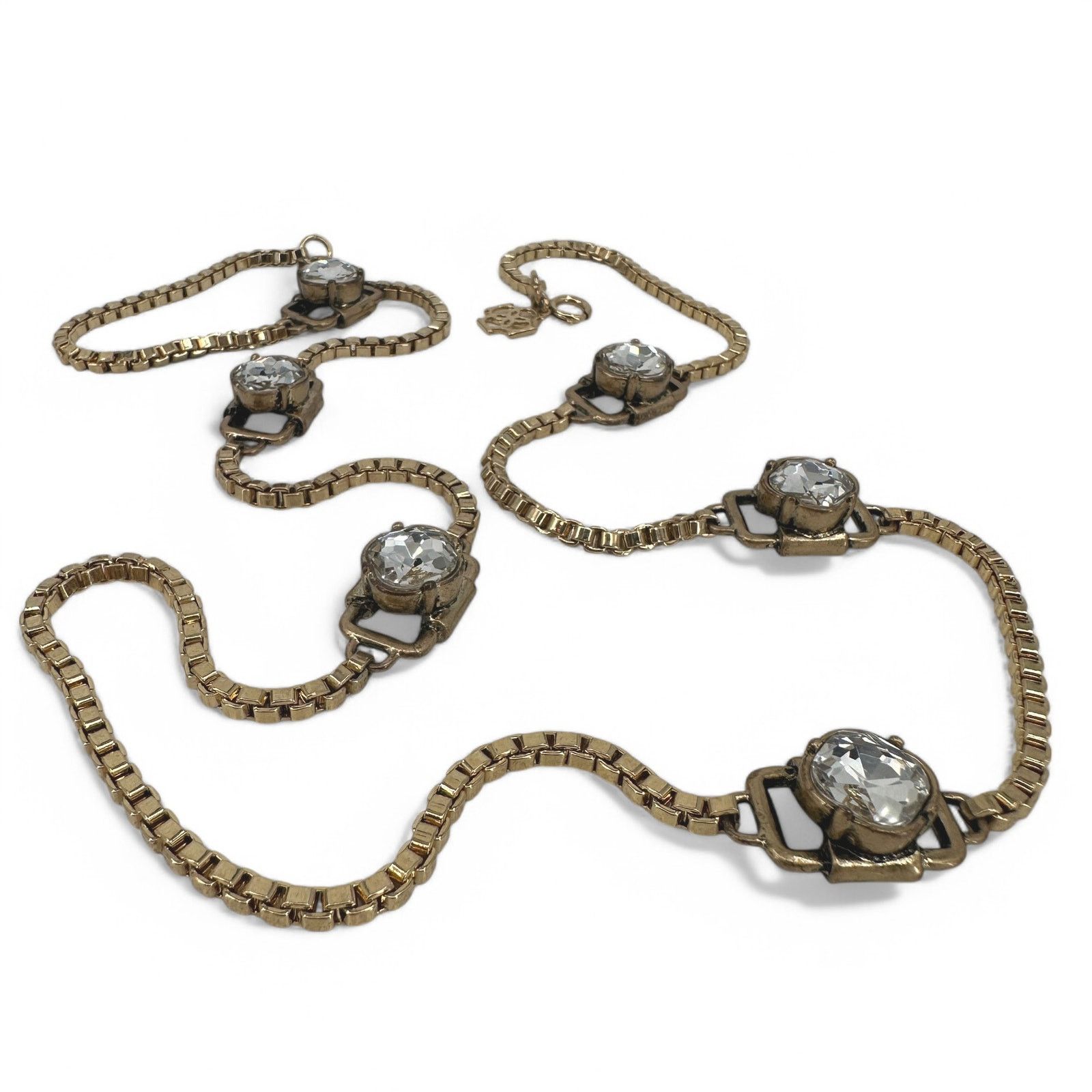 Ann Taylor Ann Taylor Long Necklace Gold Tone Box Chain and Rhinestone Size ONE SIZE - 7 Thumbnail