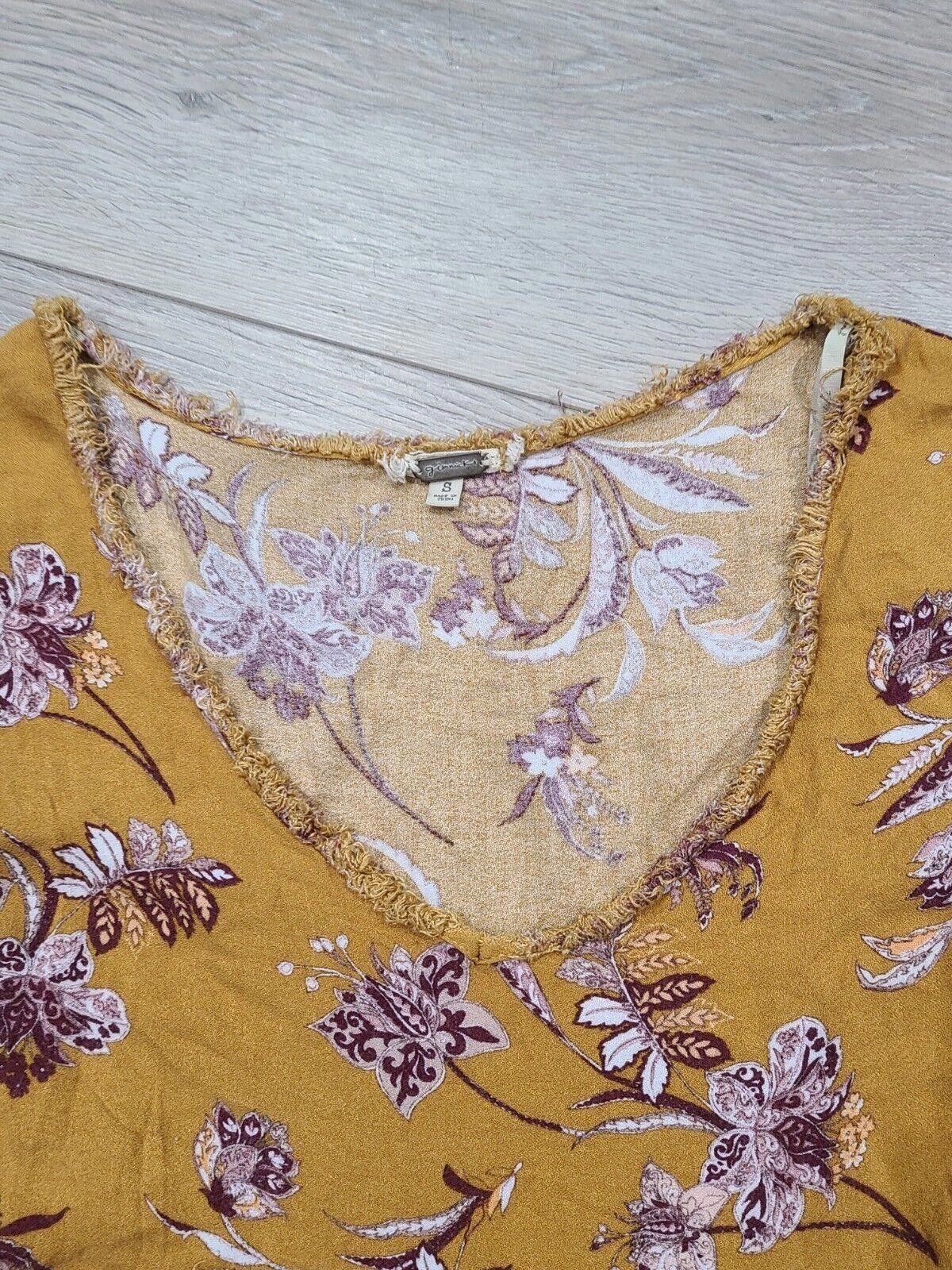 Designer BKE Gimmicks Top Small Floral High Low V Neck Tunic Boho Size S / US 4 / IT 40 - 4 Thumbnail