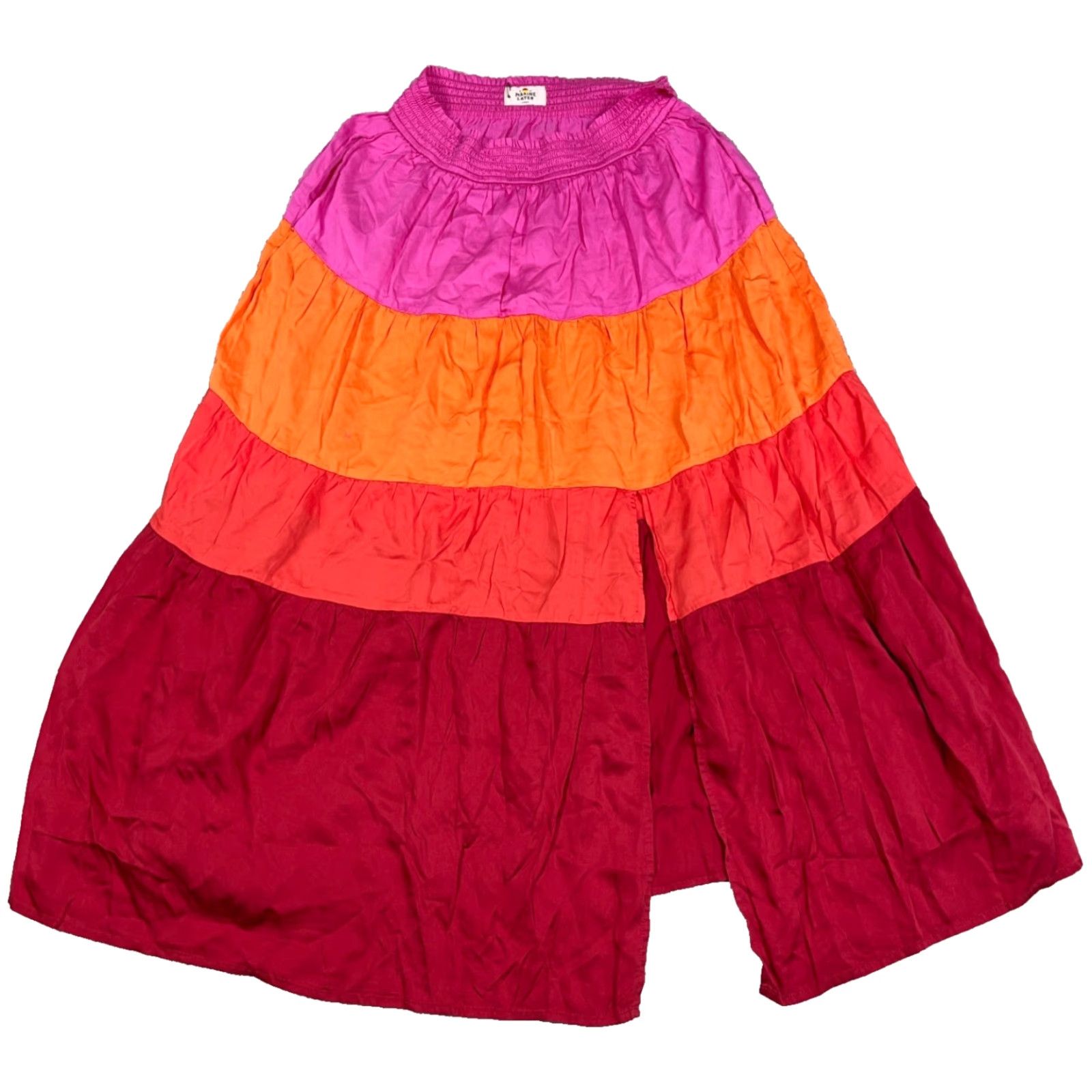 Marine Layer Marine Layer Skirt Womens L Midi Pink Colorblock Lyocel Slit Bohemian Festival Hippie Size 36" / US 14 / IT 50 - 2 Thumbnail