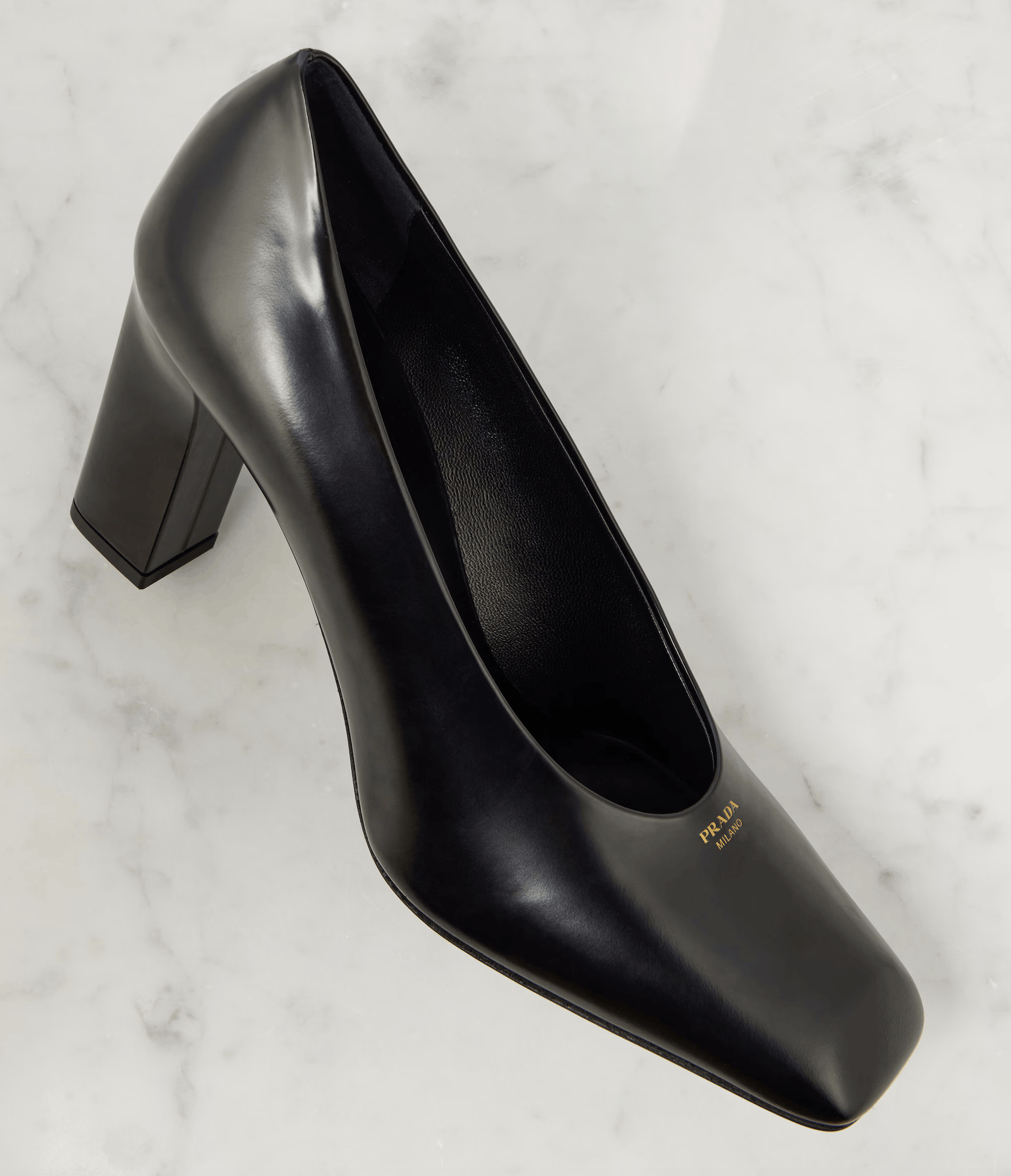 Prada Prada 85mm Brushed Logo Show Classic Block Heel Pump 38.5 Size US 8.5 / IT 38.5 - 5 Thumbnail