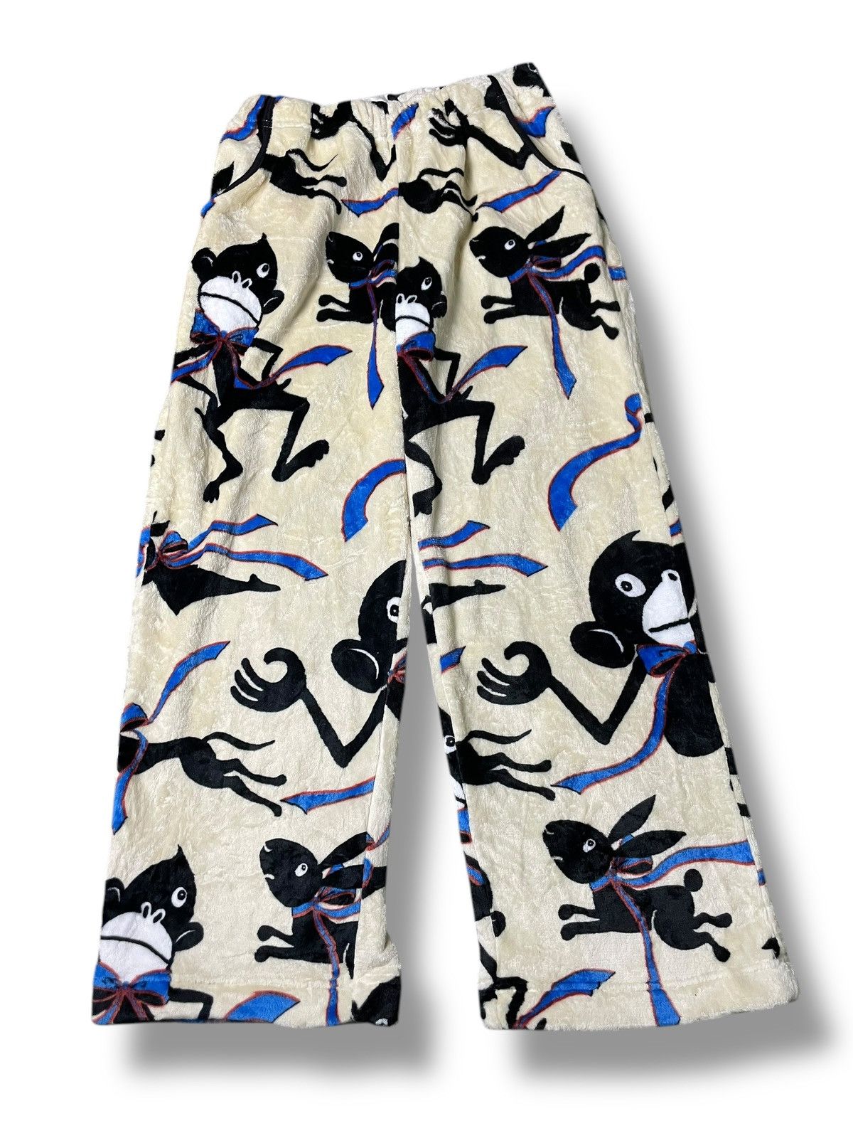 Japanese Brand × Vintage Japanese Brand Monkey Printed Fleece Pants (87) Size US 26 / EU 42 - 1 Thumbnail