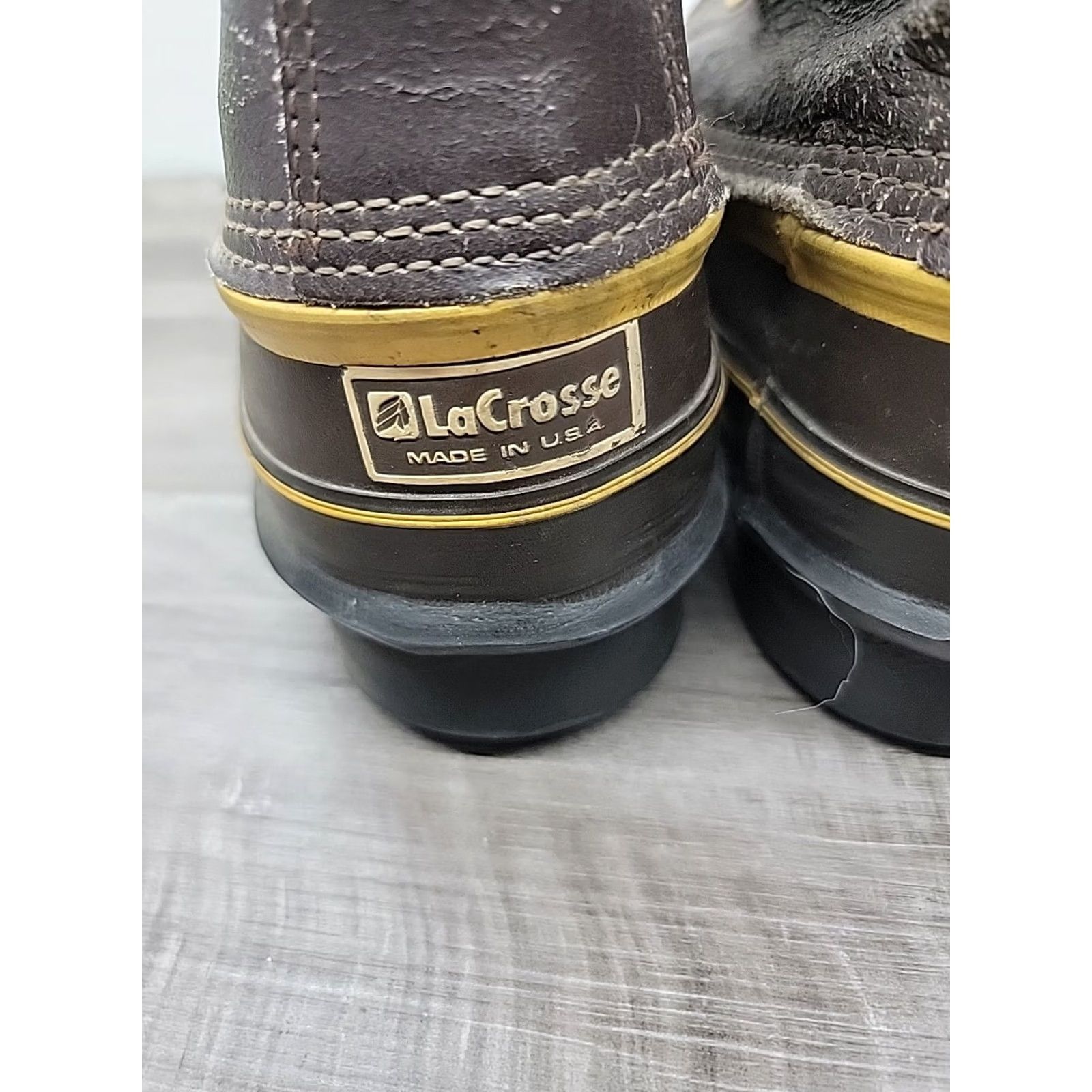 Vintage LaCrosse Outdoorsman Winter Wooly Steel Toe Insulated Safety Work Boots Mens 8 Brown Yellow Leather Rubber Mid-Calf Size US 8 / EU 41 - 6 Thumbnail