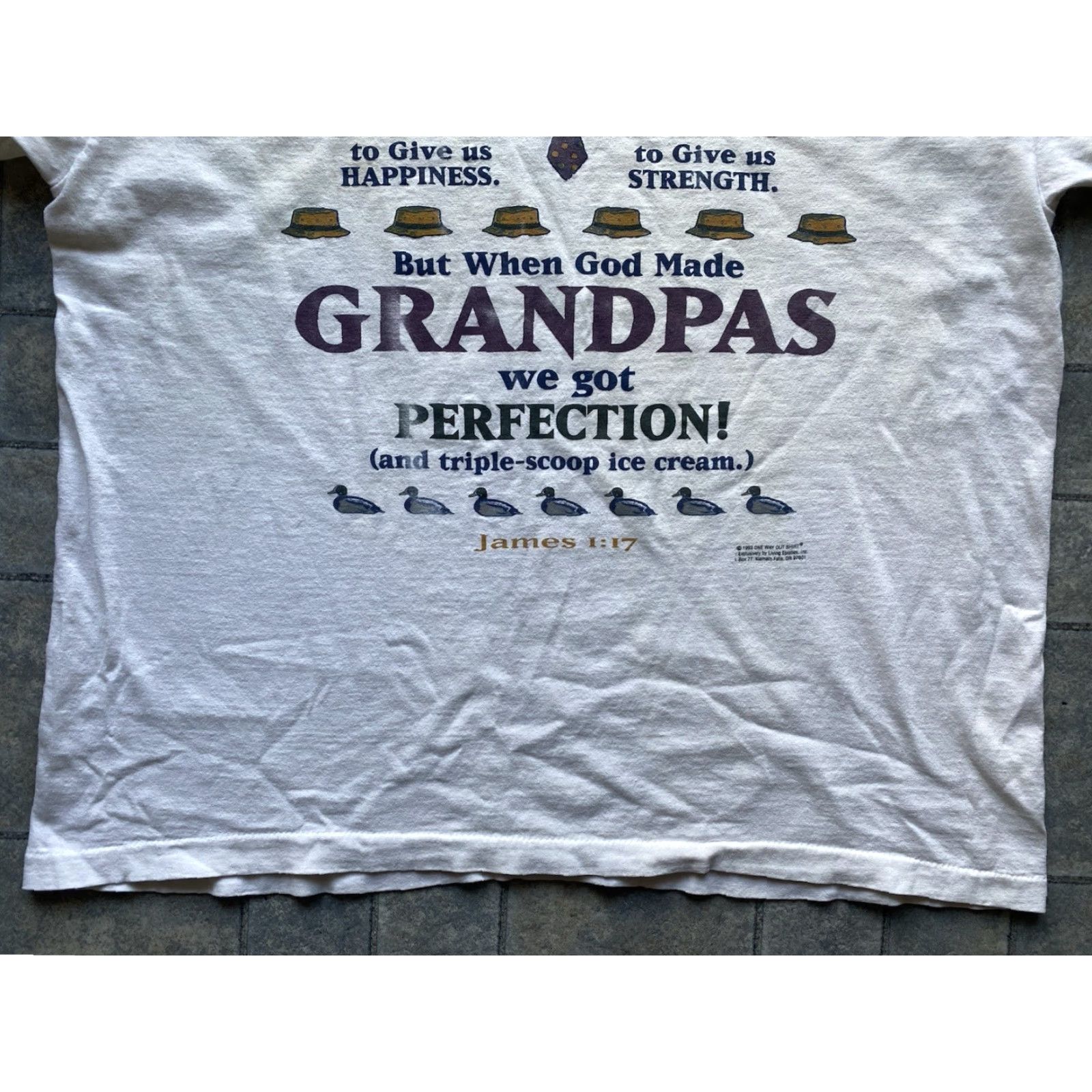 TEE JAYS VINTAGE Grandpa T Shirt Adult XL White When God Made Little Boys Fathers Grandpa Shirt Mens 90s Religion God Size US XL / EU 56 / 4 - 2 Thumbnail