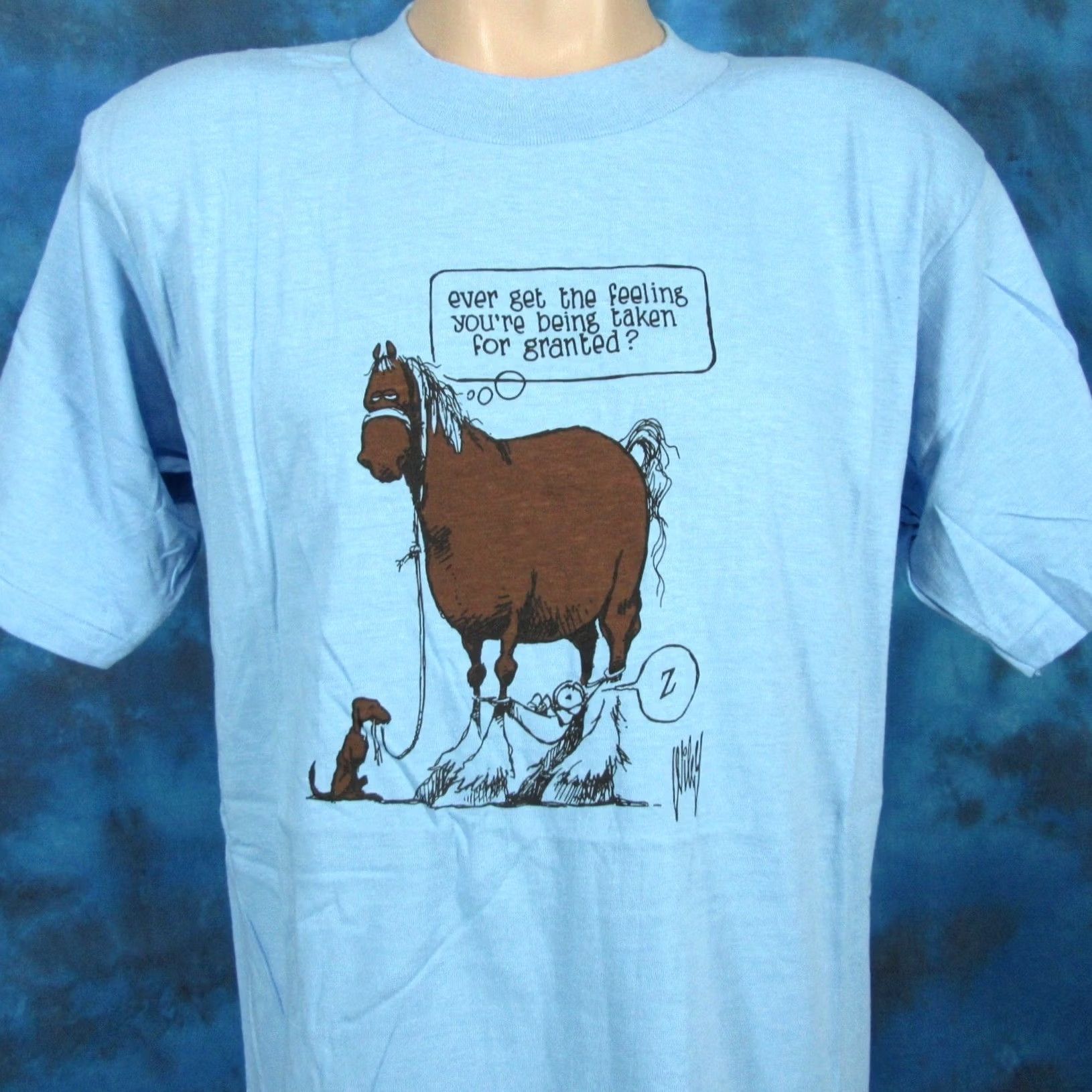 Vintage NOS vtg 80s HORSE TAKEN FOR GRANTED CARTOON T-Shirt L/XL cowboy single stitch Men XS-XXL? Size US L / EU 52-54 / 3 - 3 Thumbnail