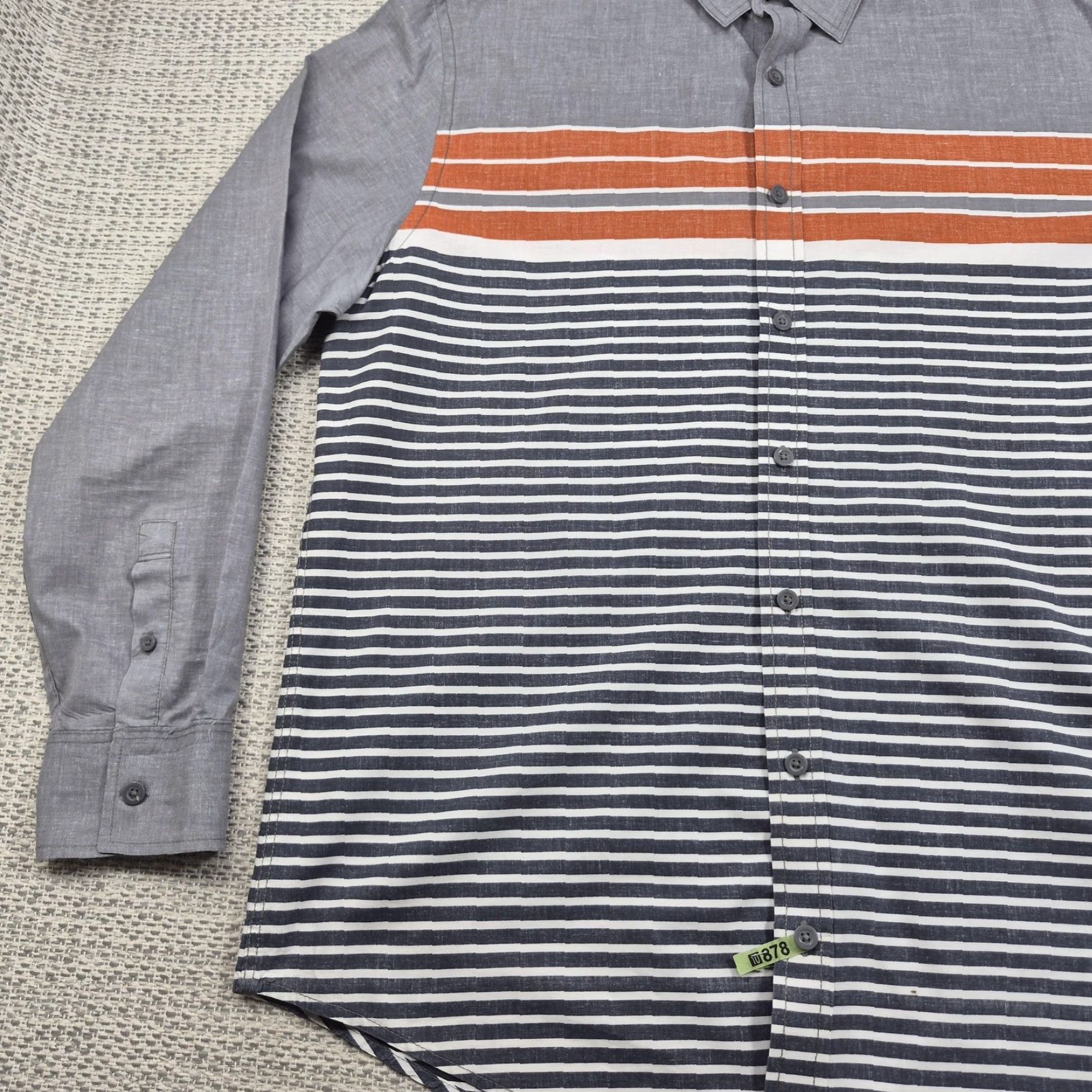 Mossimo Mossimo Supply Co Button Up Shirt Mens XL Gray Orange Striped Long Sleeve Shirt Size US XL / EU 56 / 4 - 3 Thumbnail