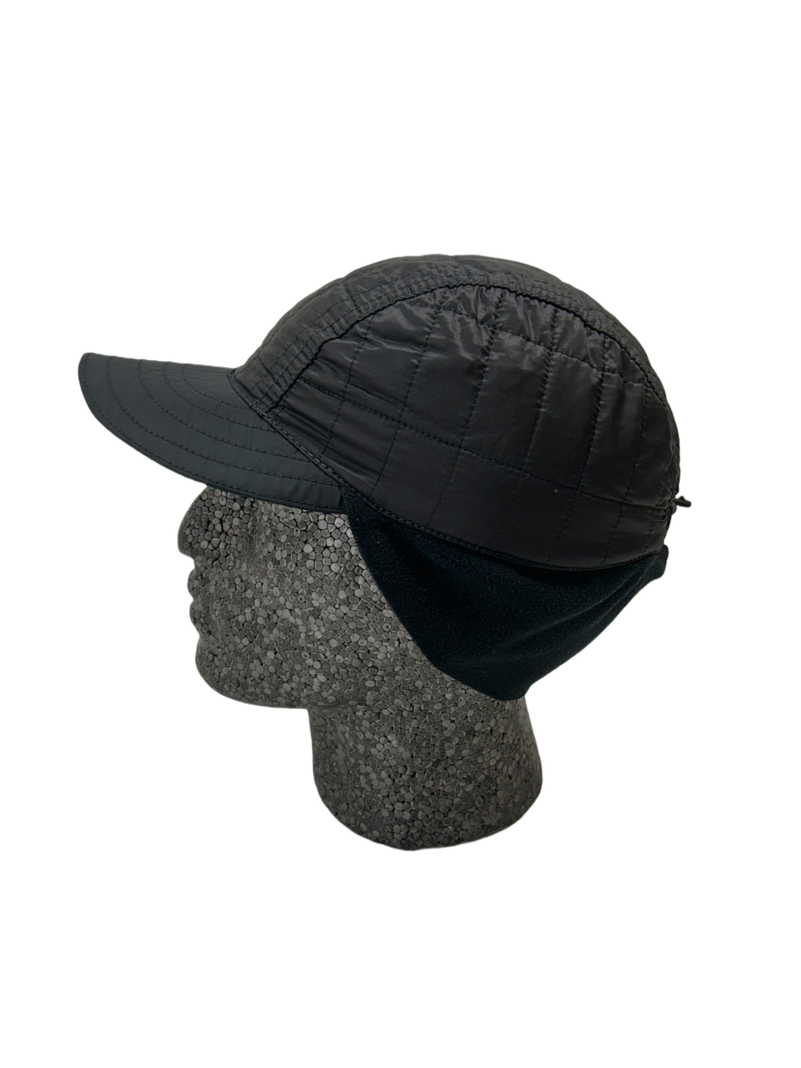 Prada Prada Linea Rossa Black Quilted Nylon WinterCapWith EarWarms Size 34 - 3 Thumbnail