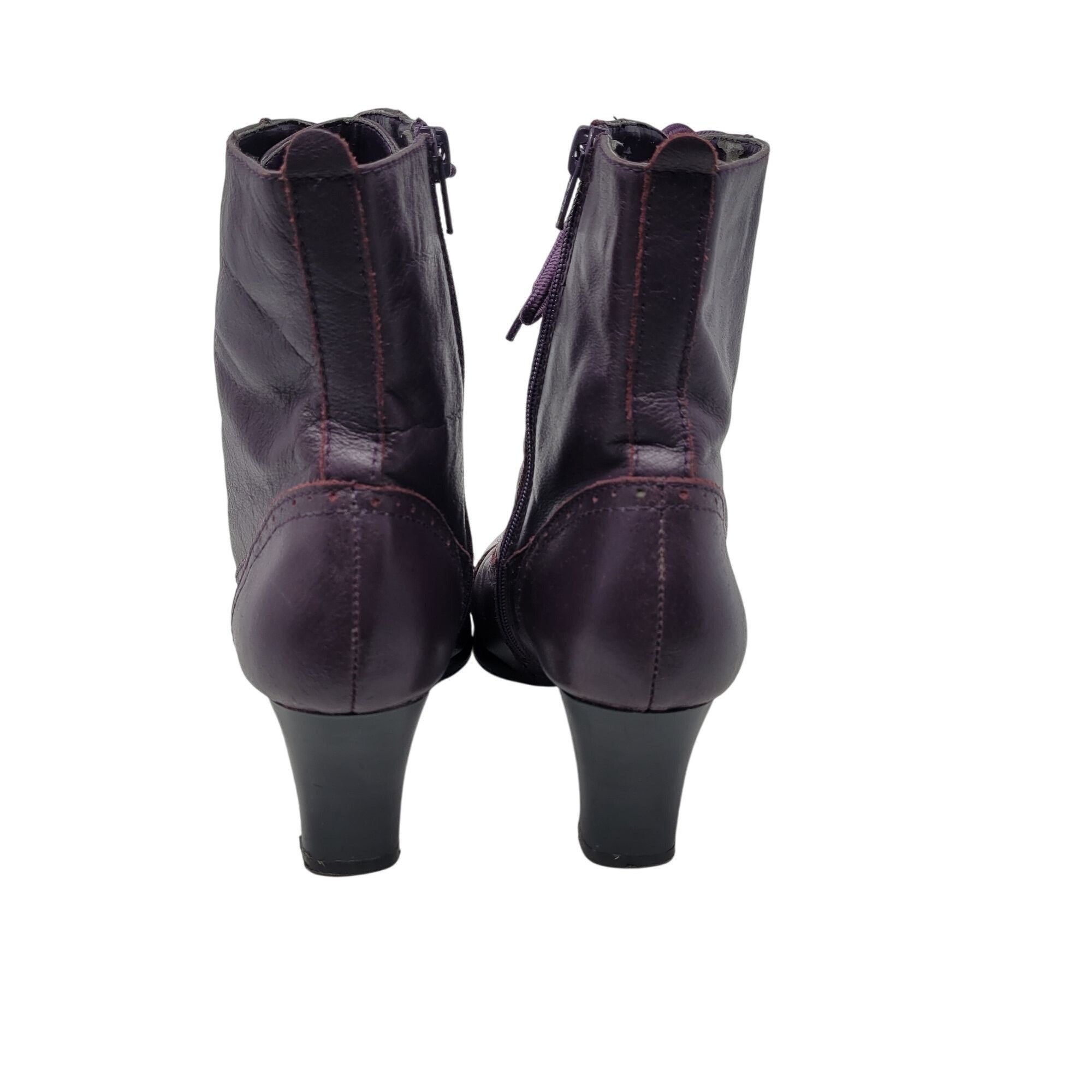 Vintage Vtg 80s Womens Eggplant Purple Leather Granny Boots Sz 6 Hee Size US 6 / IT 36 - 7 Thumbnail