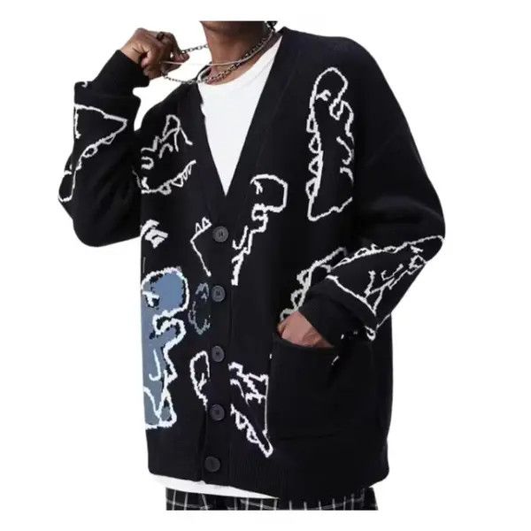 VIBE Dinosaur Graphic Knit Cardigan Sweater Size US M / EU 48-50 / 2 - 4 Thumbnail