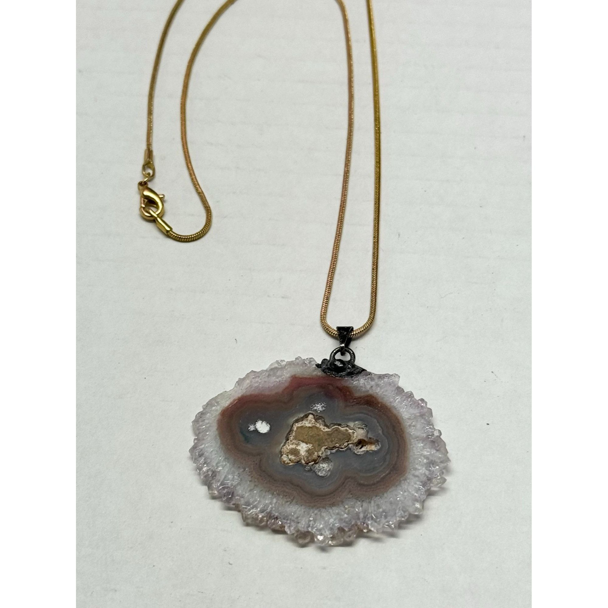 Vintage Vintage geode stone pendant necklace Size ONE SIZE - 3 Thumbnail