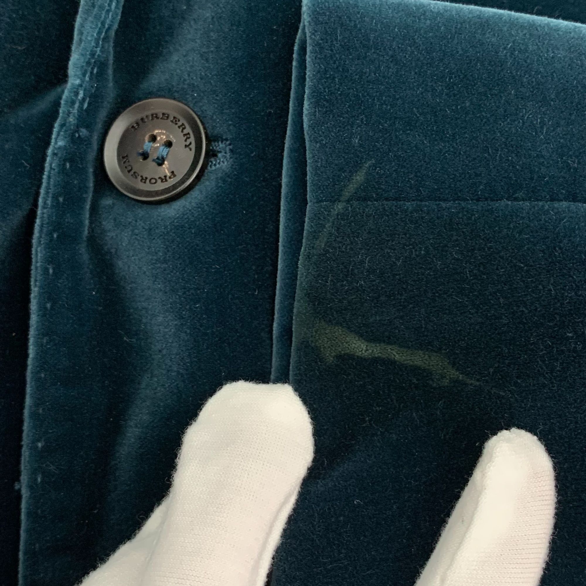 Burberry [Burberry] Blue Cotton Suede Notch Lapel Blazer 48 (M) Size 42R - 3 Thumbnail