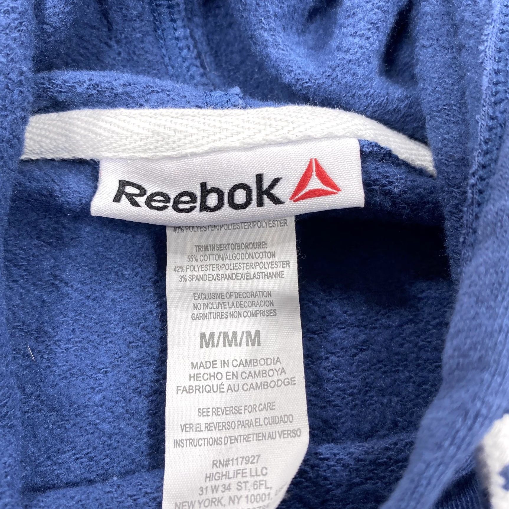 Reebok Reebok Hoodie Mens M Blue Pullover Fleece Graphic Logo Drawstring Hooded Size US M / EU 48-50 / 2 - 4 Thumbnail