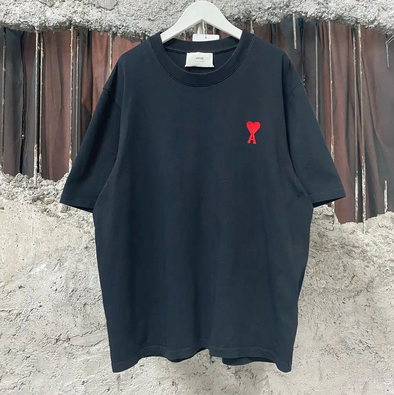 AMI AMI Black Cotton Short-Sleeve T-Shirt 0089 Size L / US 10 / IT 46 - 1 Thumbnail