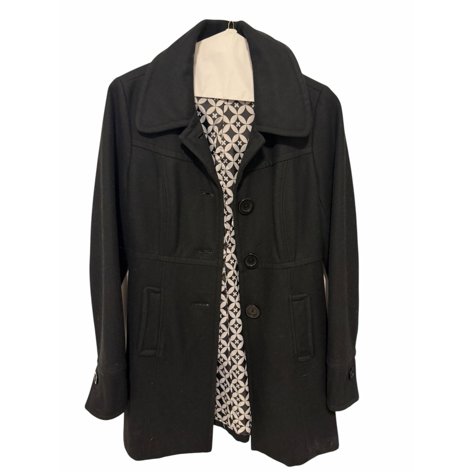 Anthropologie Anthropologie Black Wool Longline Long Sleeve Button Peacoat Size M / US 6-8 / IT 42-44 - 4 Thumbnail