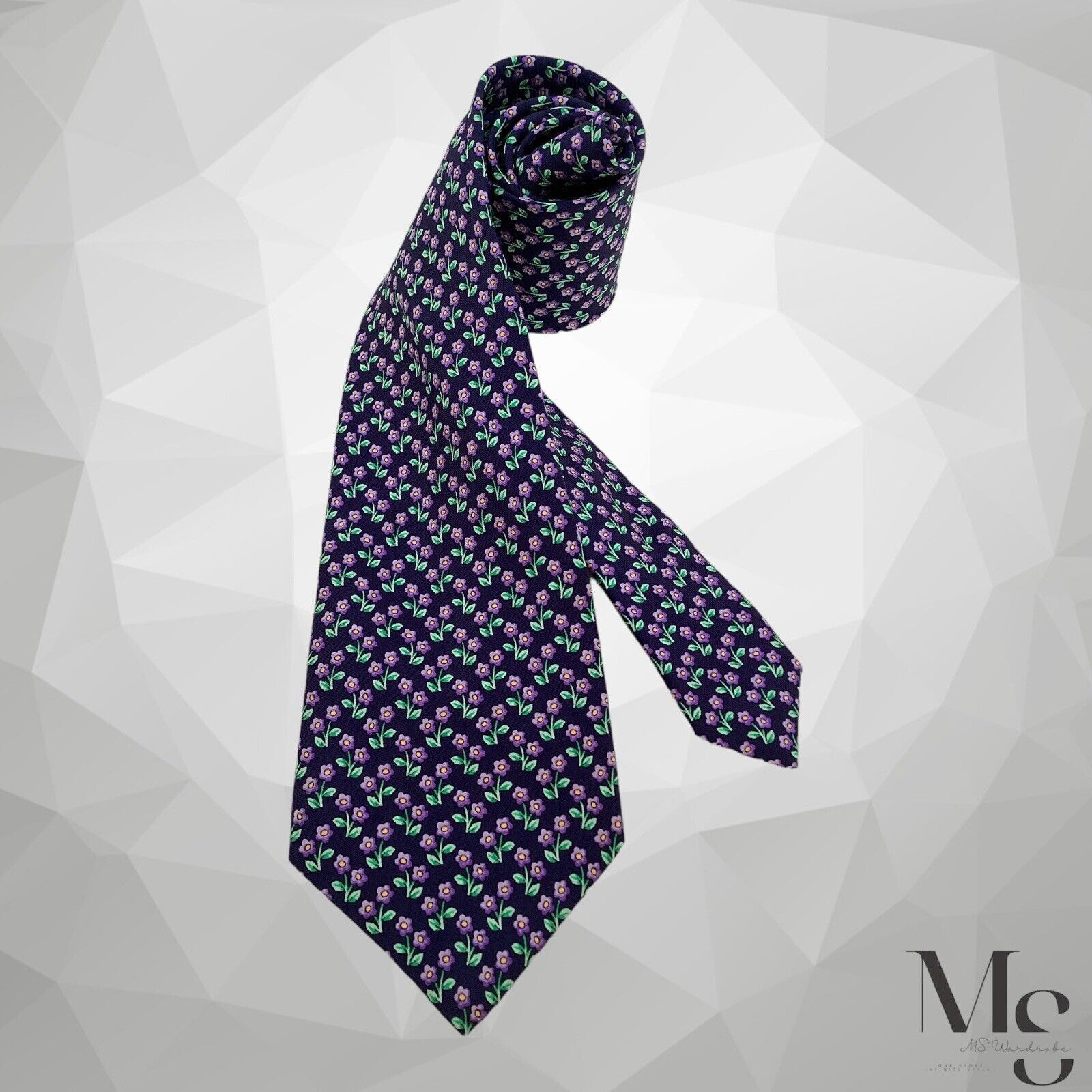 Thomas Pink THOMAS PINK MCMXCVIII Blue Purple Floral Silk Tie England Size ONE SIZE - 1 Thumbnail