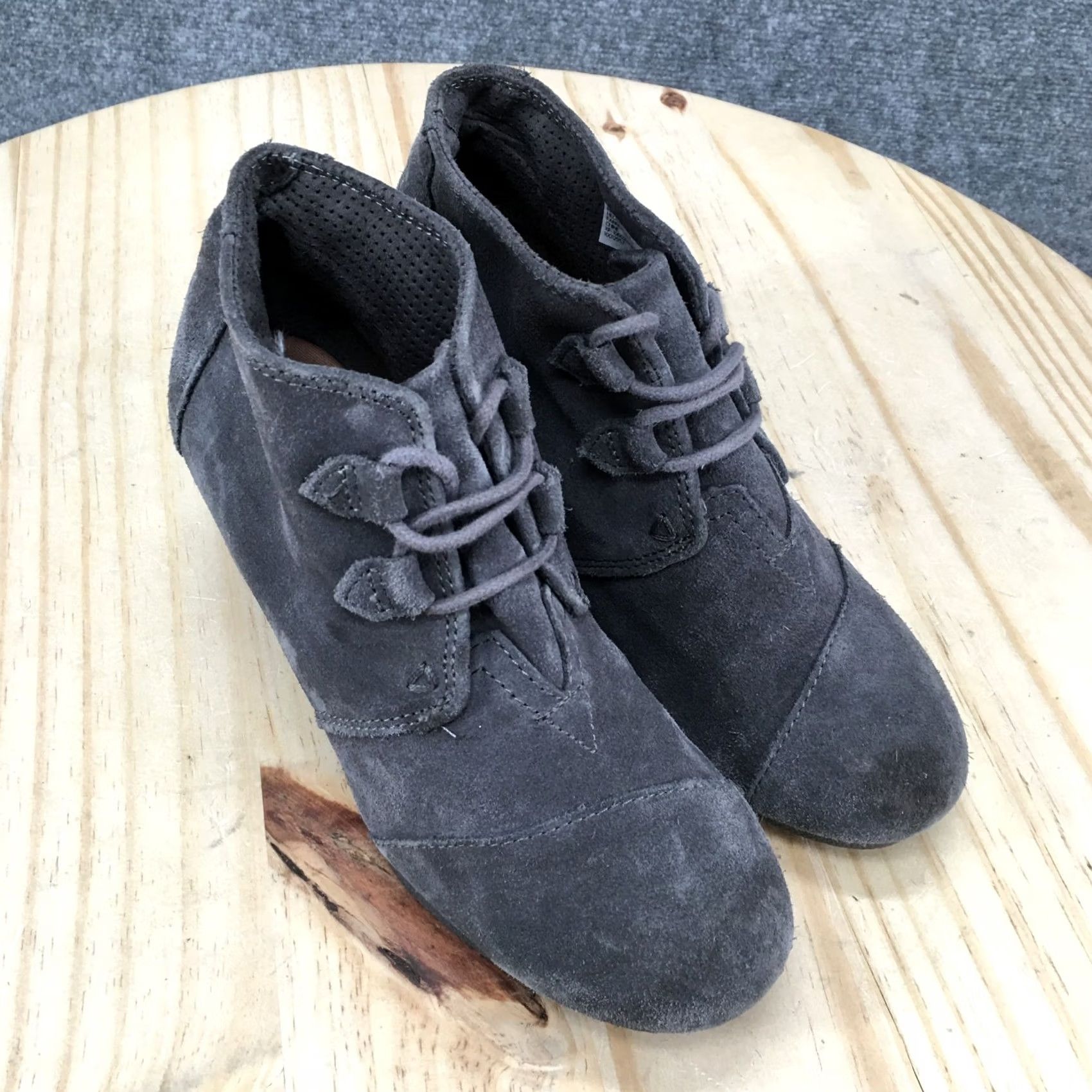 Toms TOMS Boots Womens 7 Kala Desert Gray Lace Up Casual Comfort Wedge Heels Boots Size US 7 / IT 37 - 3 Thumbnail