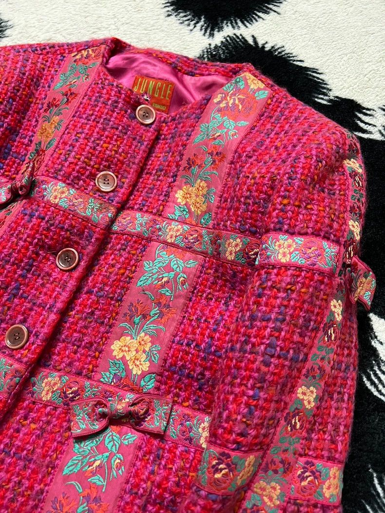 Kenzo KENZO Pure wool bow-tie embroidered flowers coat Size S / US 4 / IT 40 - 4 Thumbnail