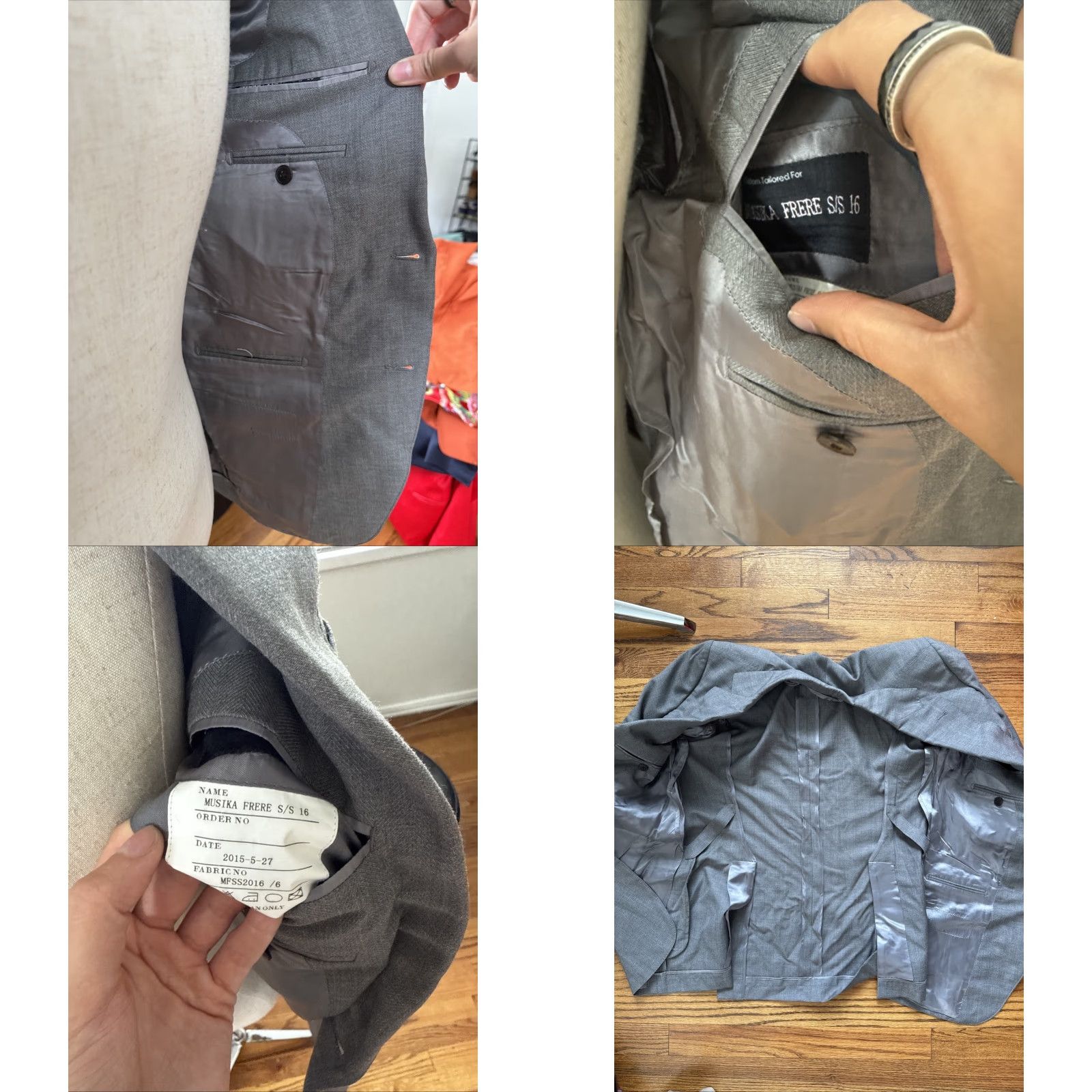 Vintage MUSIKA FRERE Grey jacket Classic Wool Mens Blazer Tuxedos Sz 40 Size 40R - 8 Thumbnail