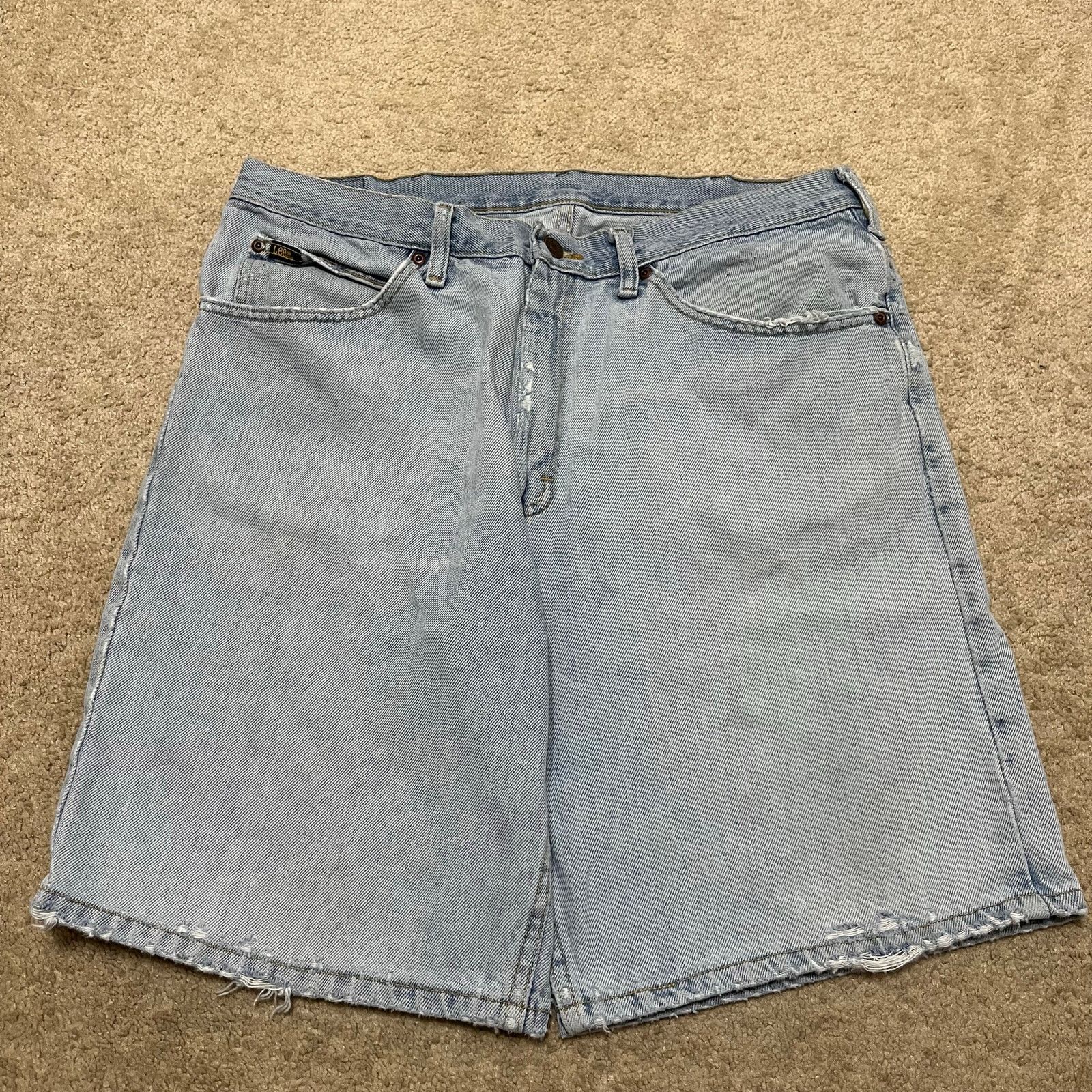 Lee Lee Y2K Light Washed Baggy Distressed Jorts 36W Size US 36 / EU 52 - 1 Thumbnail