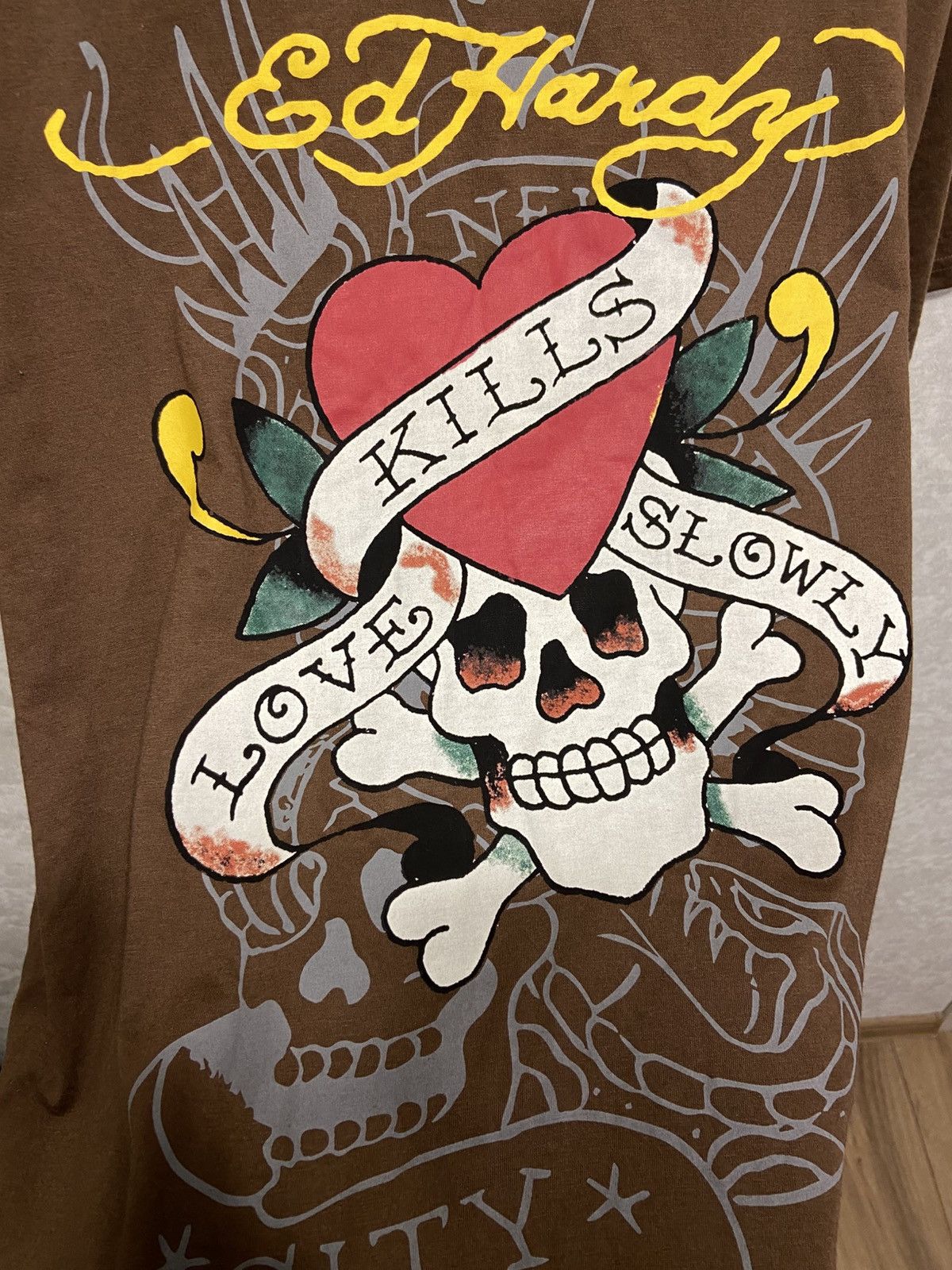 Ed Hardy Ed Hardy Skull Brown Tee XXL Size US XXL / EU 58 / 5 - 3 Thumbnail