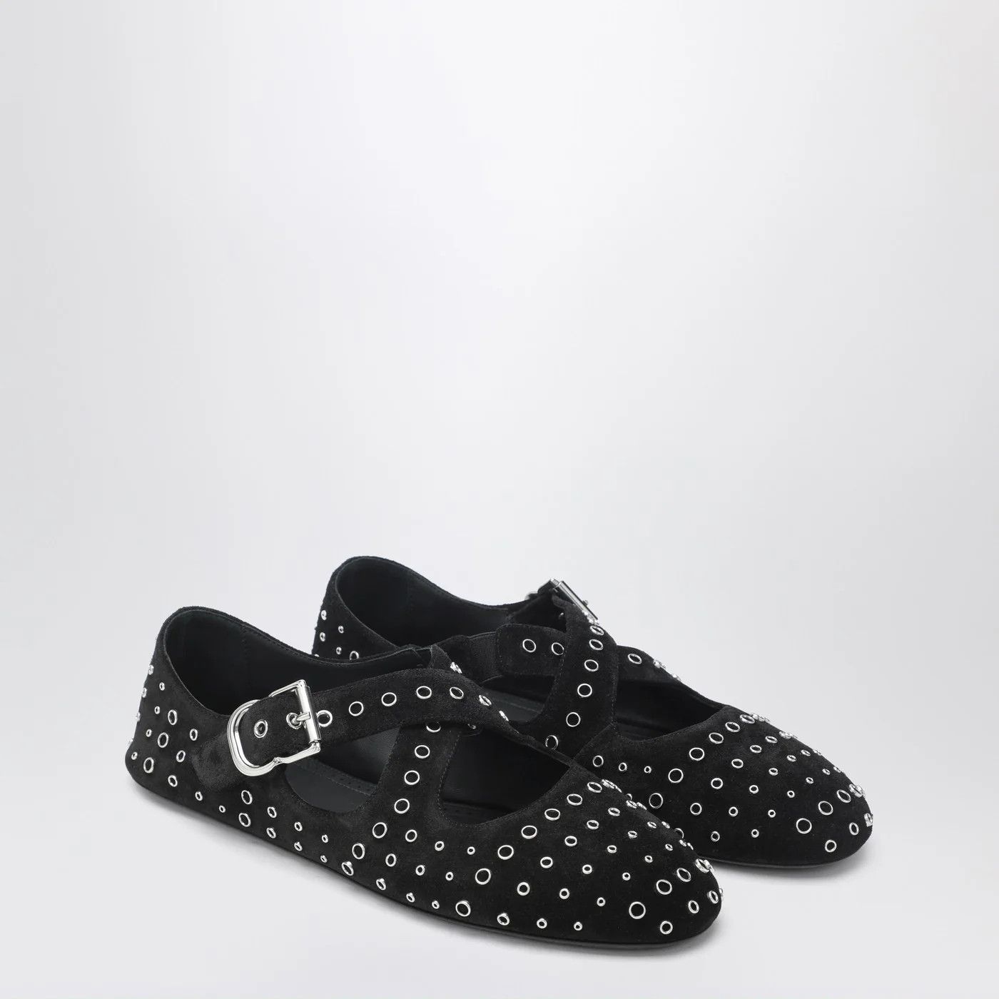 Alaia o1d2blof0426 Flat Ballerinas Suede With Crossed Straps Size US 6 / IT 36 - 2 Thumbnail