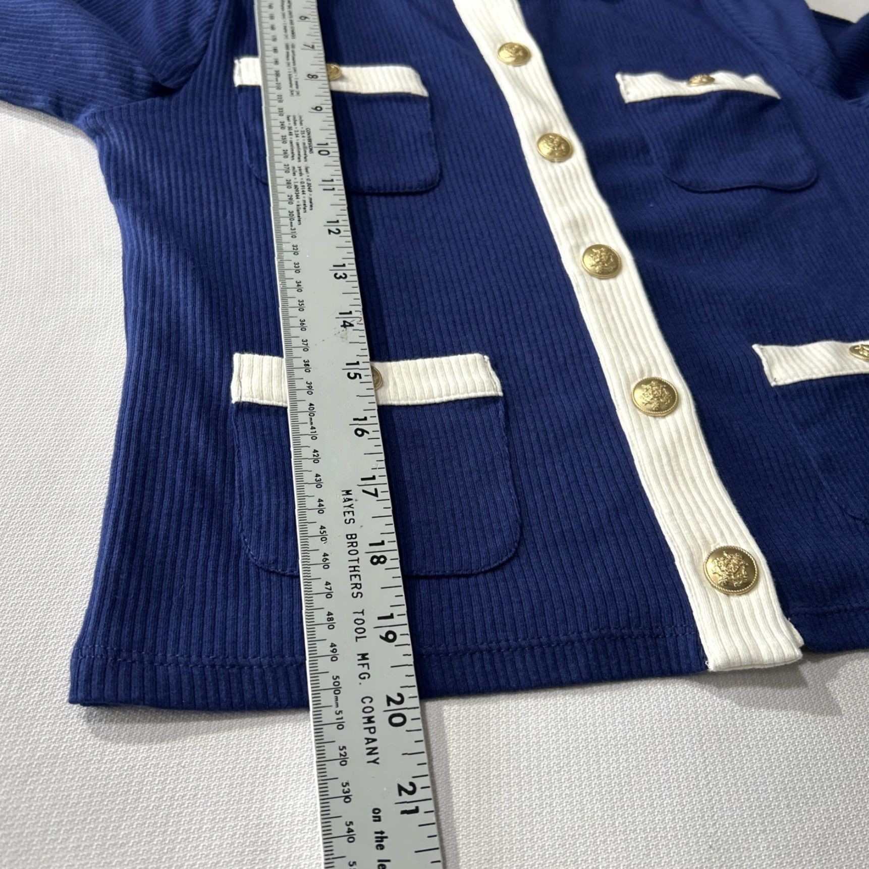 J.Crew J.CREW Cardigan Stripe Gold Crest Button Rib Knit Blue M Women Regular Pockets Lightweight Vintage No Size M / US 6-8 / IT 42-44 - 5 Thumbnail