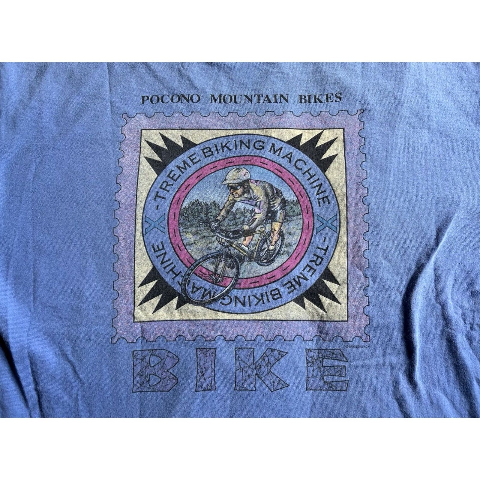 Vintage VINTAGE Pocono Mountain Bikes T Shirt XL Blue Mountain Biking 90s Men Shirt Size US XL / EU 56 / 4 - 3 Thumbnail