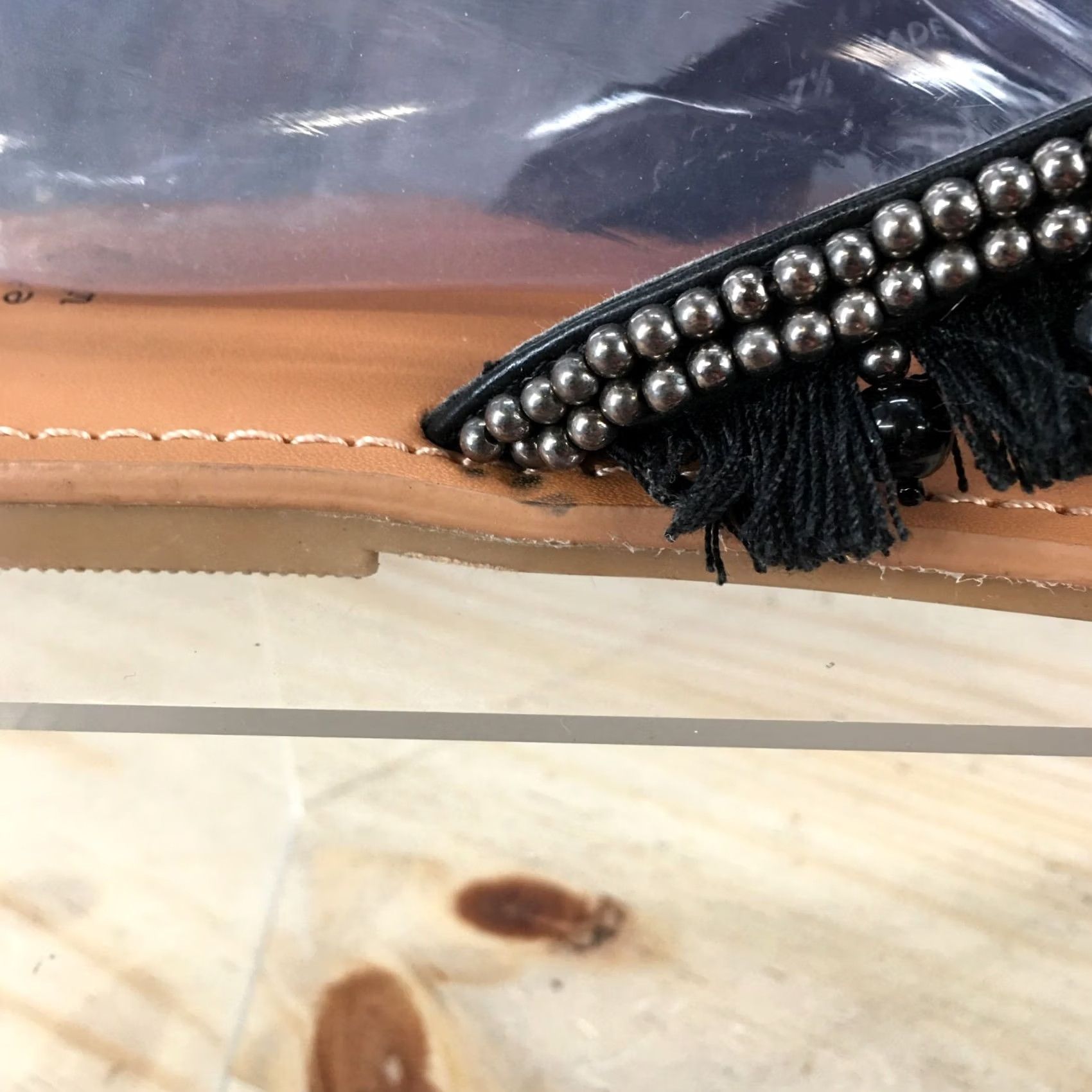 Vintage A New Day Sandals Womens 7.5 Thong Black Beaded Fringe Toe-Post Comfort Flats Size US 8 / IT 38 - 3 Thumbnail