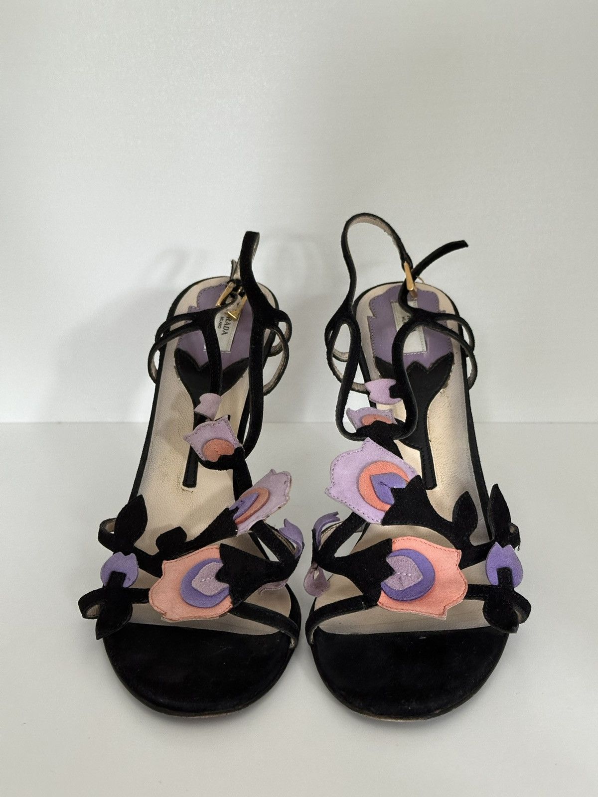 Designer × Prada Prada floral suede heels Size US 7.5 / IT 37.5 - 2 Thumbnail