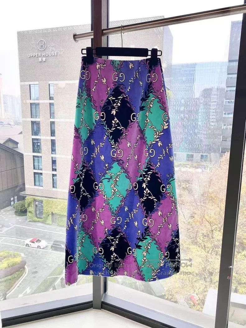 Gucci Gucci Old flower full print colour block silk skirt Size 24" / US 00 / IT 34 - 3 Thumbnail